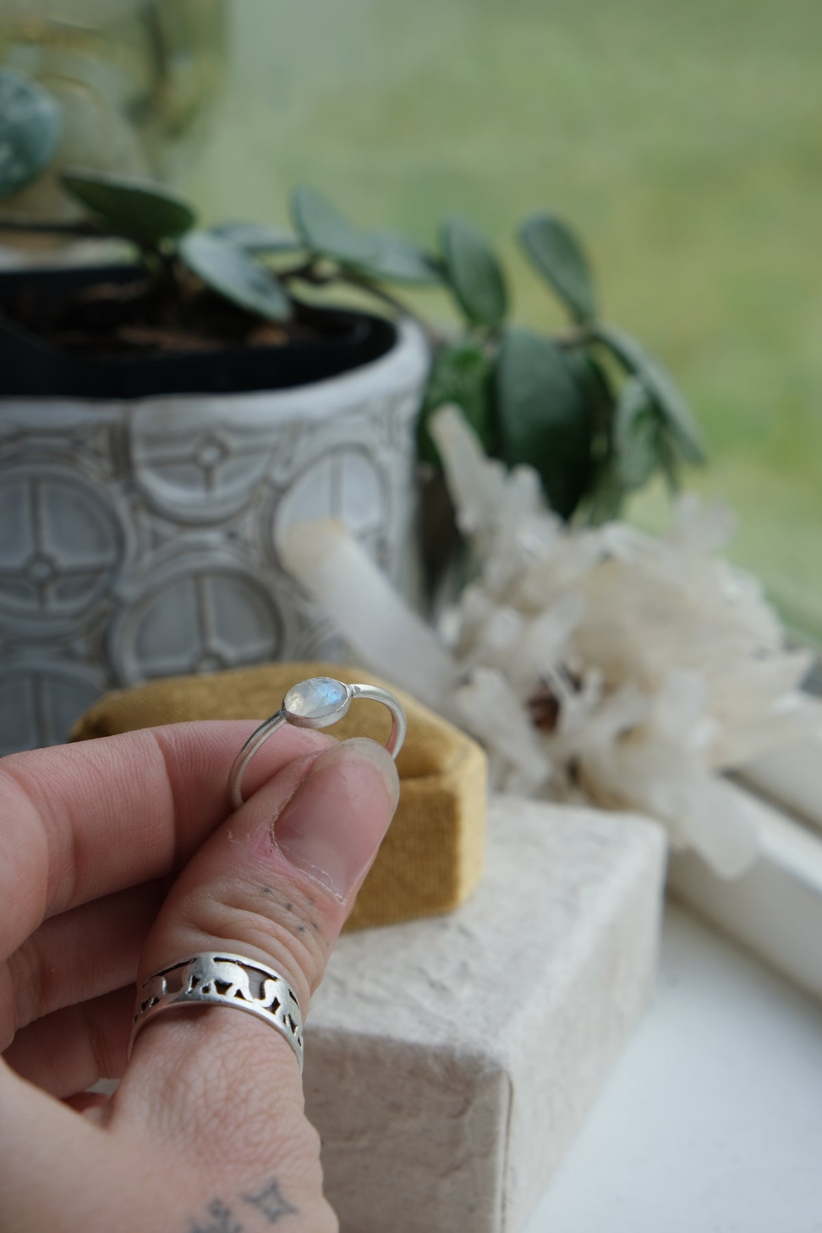 Moonstone Stacker Ring Size 9.75