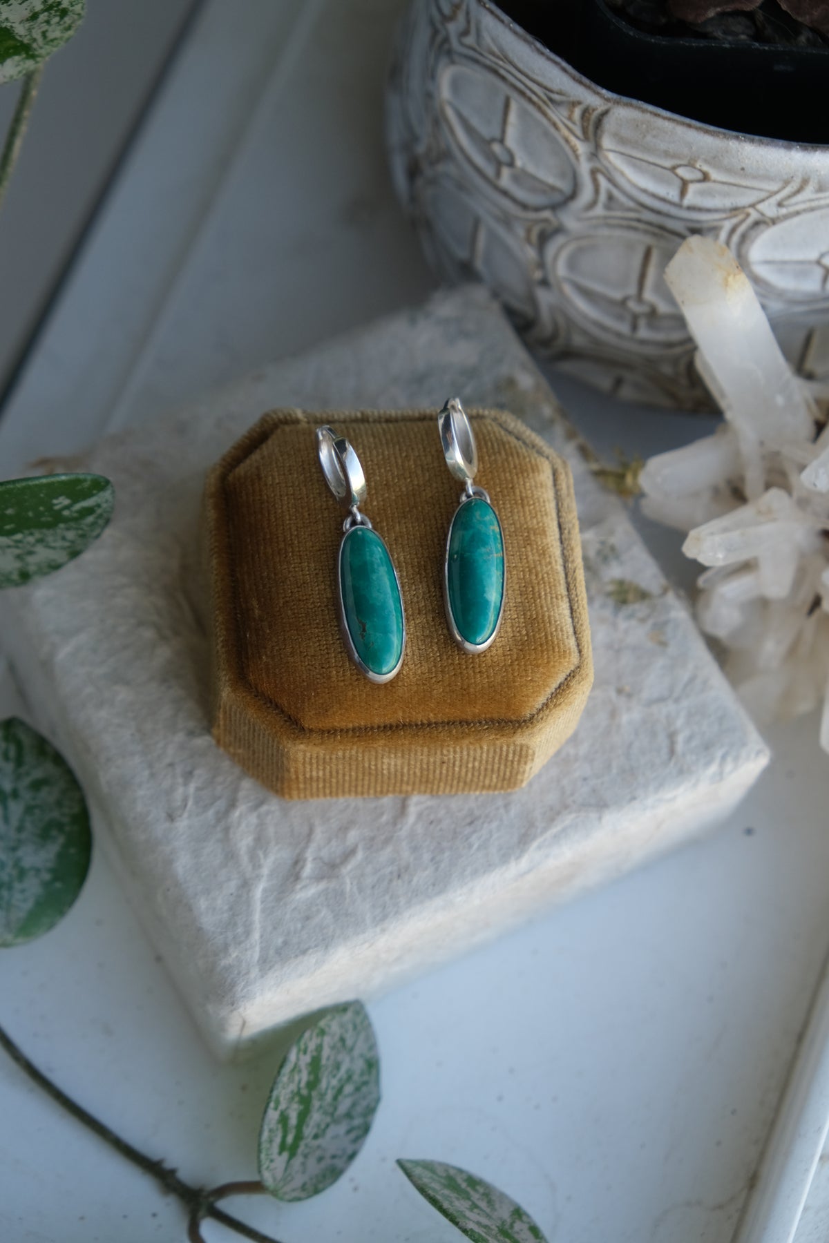 Turquoise Huggie Hoop Earrings