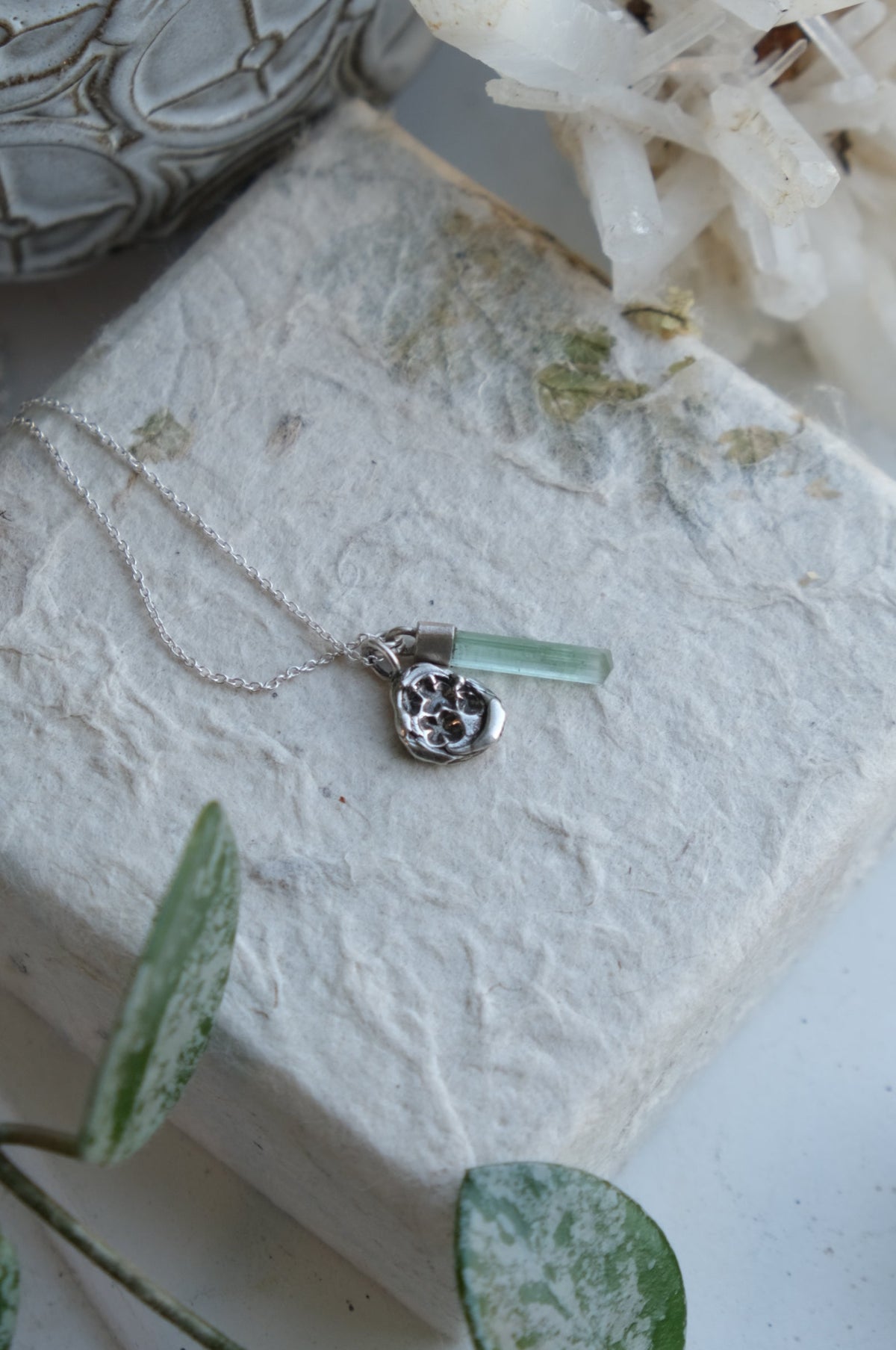 Tourmaline Crystal Charm Necklace