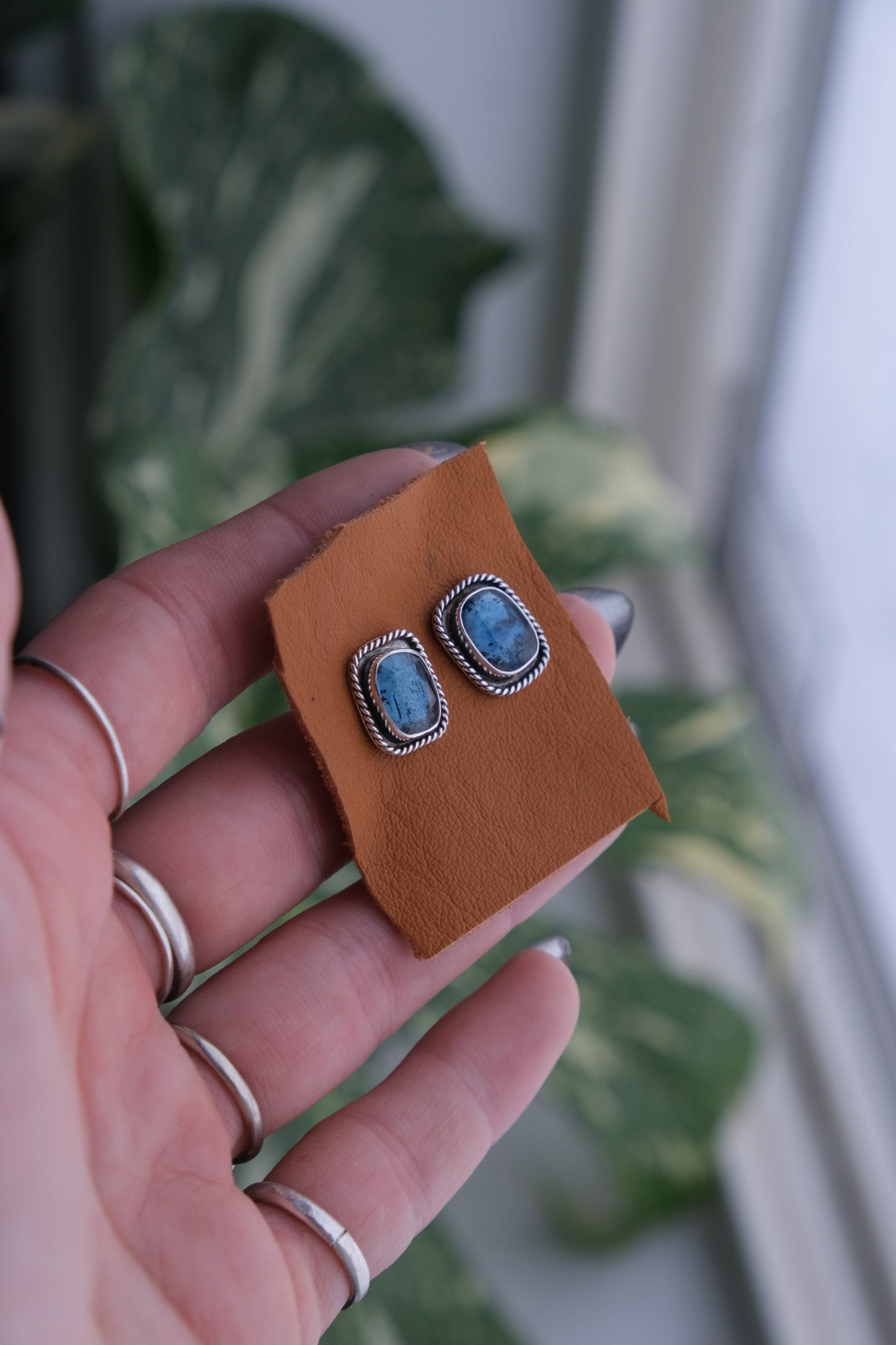 Teal Kyanite Stud Earrings
