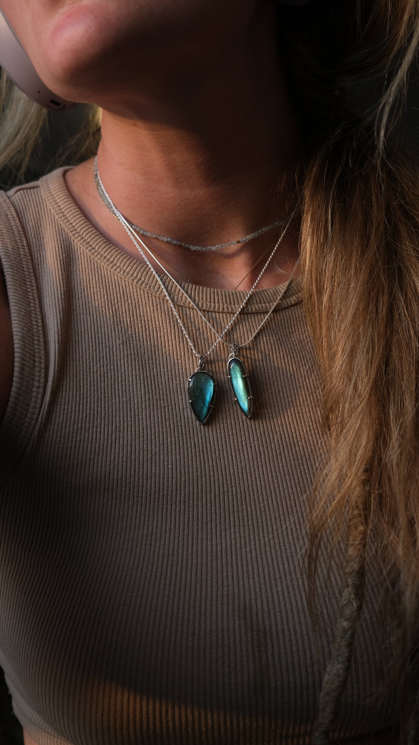Floral Labradorite Pendant Necklace