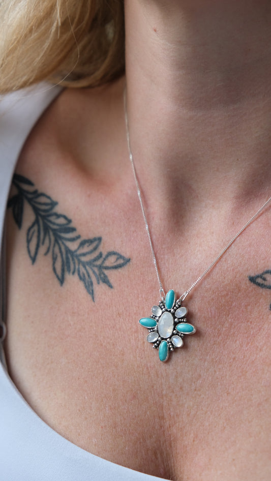 Turquoise & Moonstone Pendant Necklace