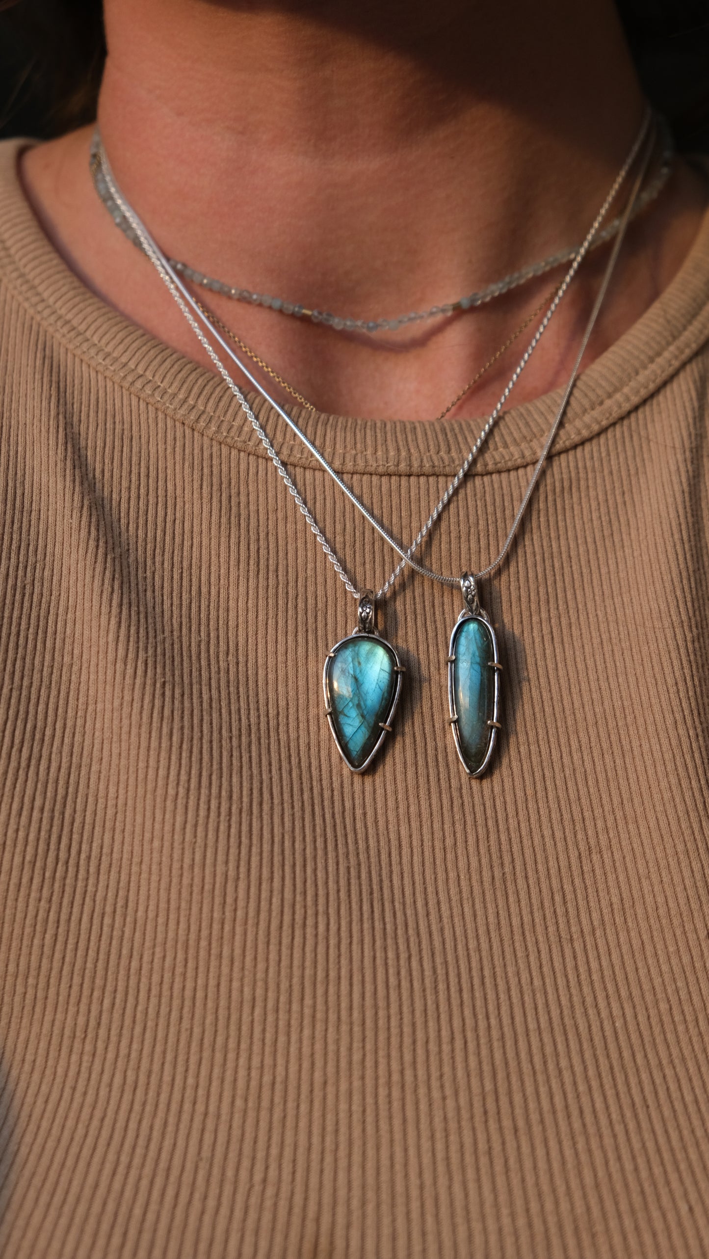 Floral Labradorite Pendant Necklace