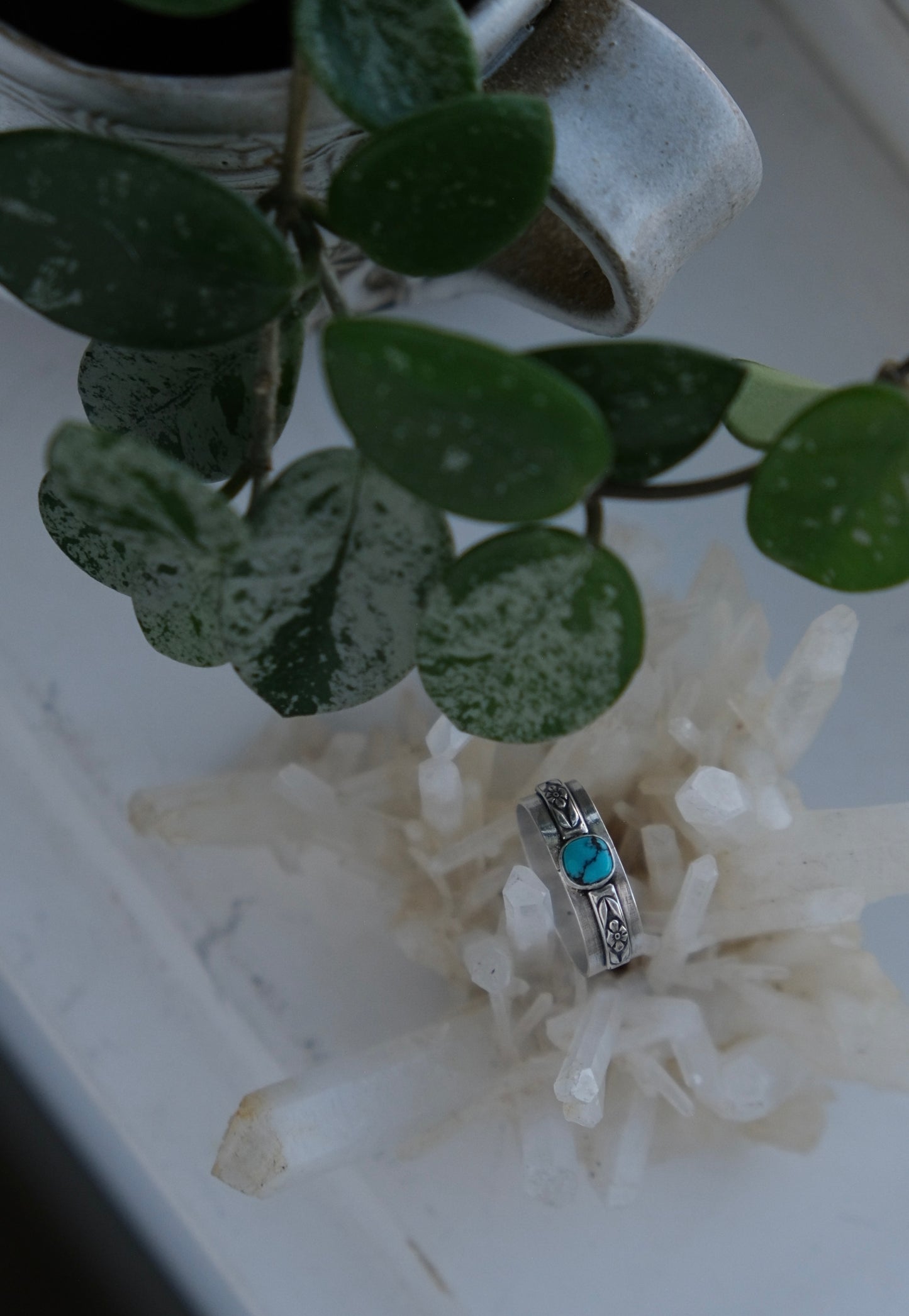 Turquoise Flora Ring- size 8.5