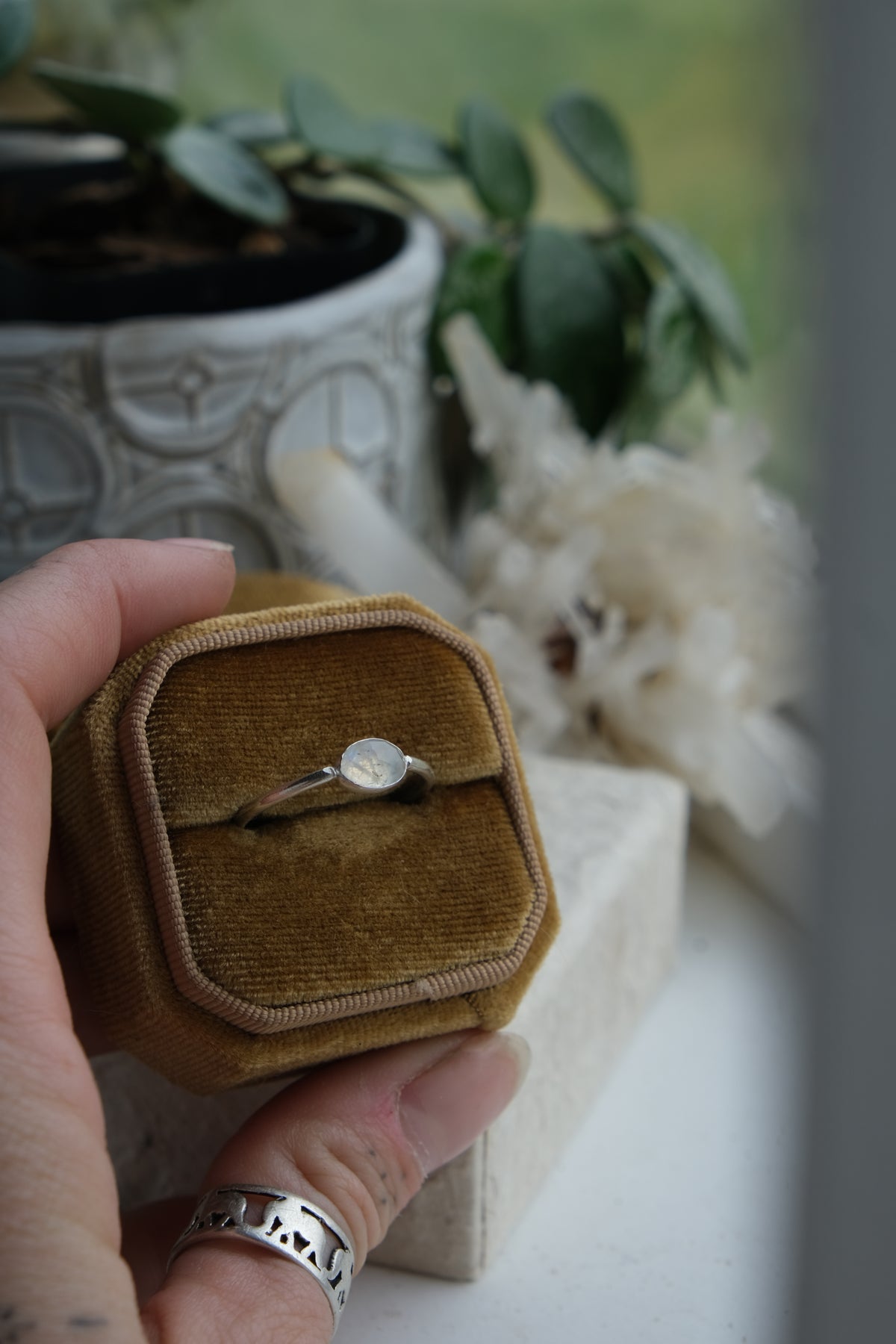 Moonstone Stacker Ring Size 9.75