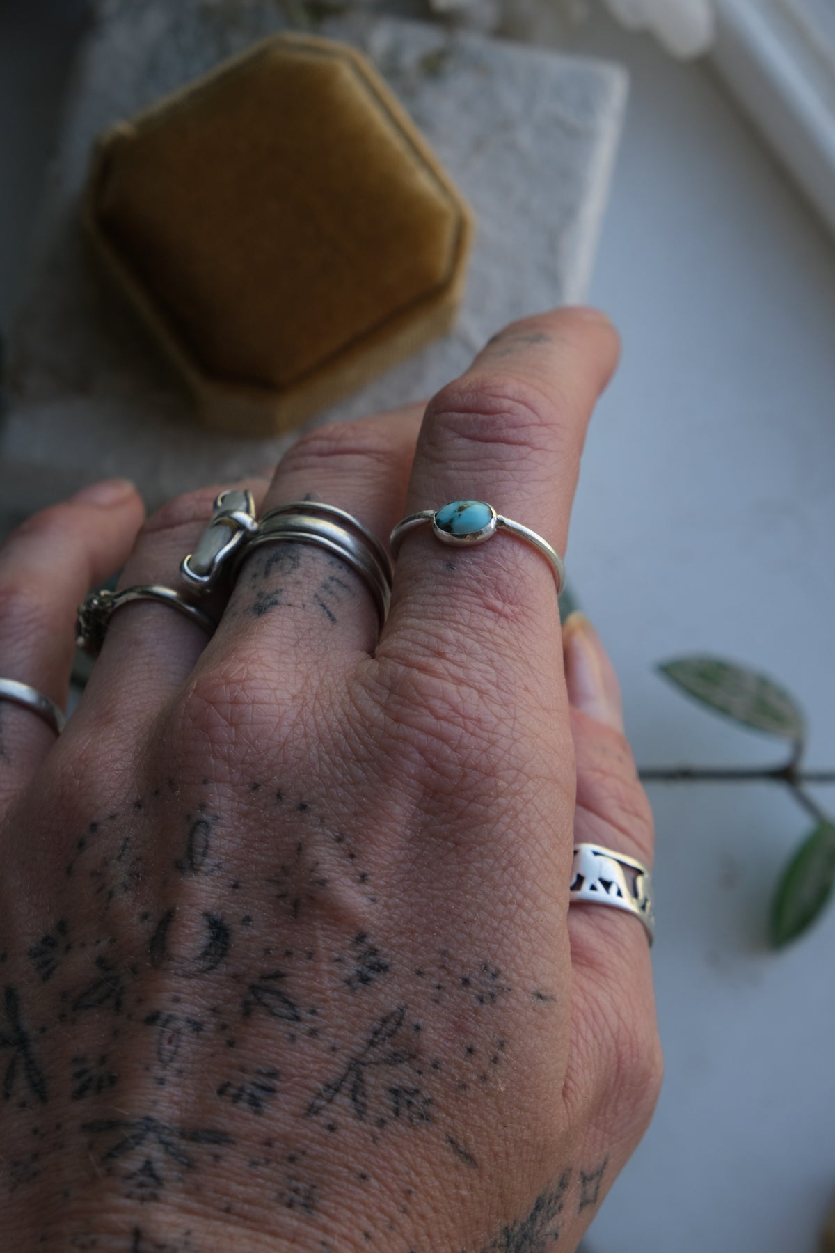 Golden Hills Turquoise Stacker Ring Size 7.75