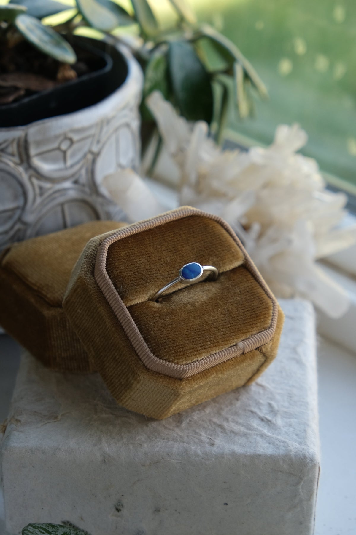 Australian Opal Stacker Ring Size 8.5