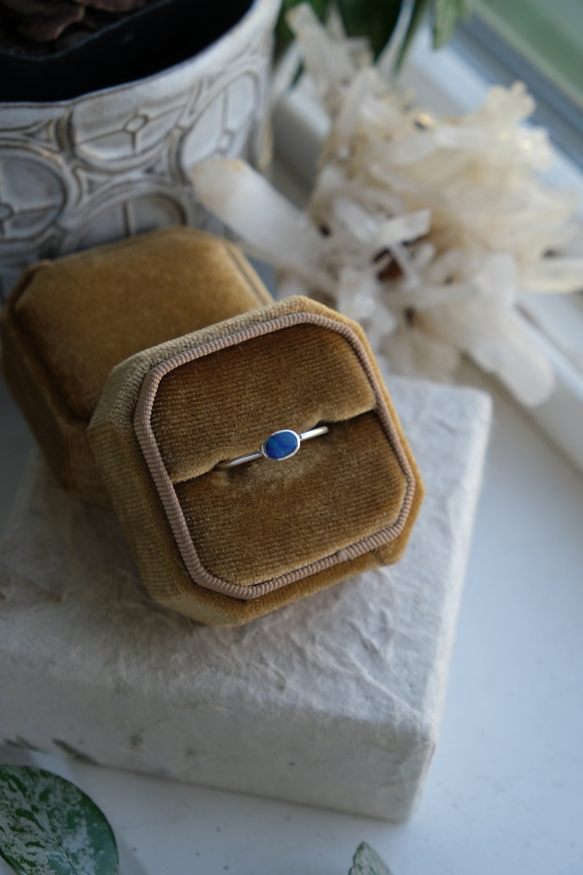Australian Opal Stacker Ring Size 8.5