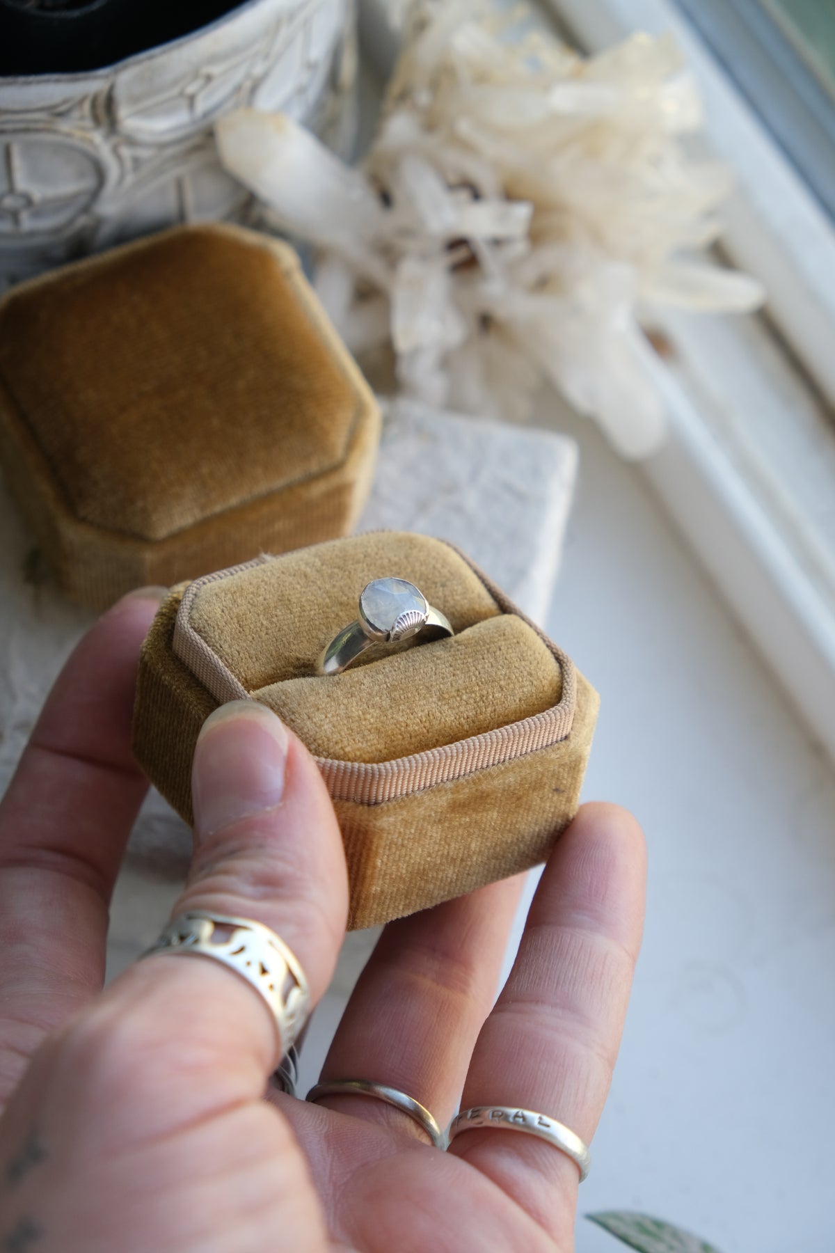 Moonstone Ring Size-8.5