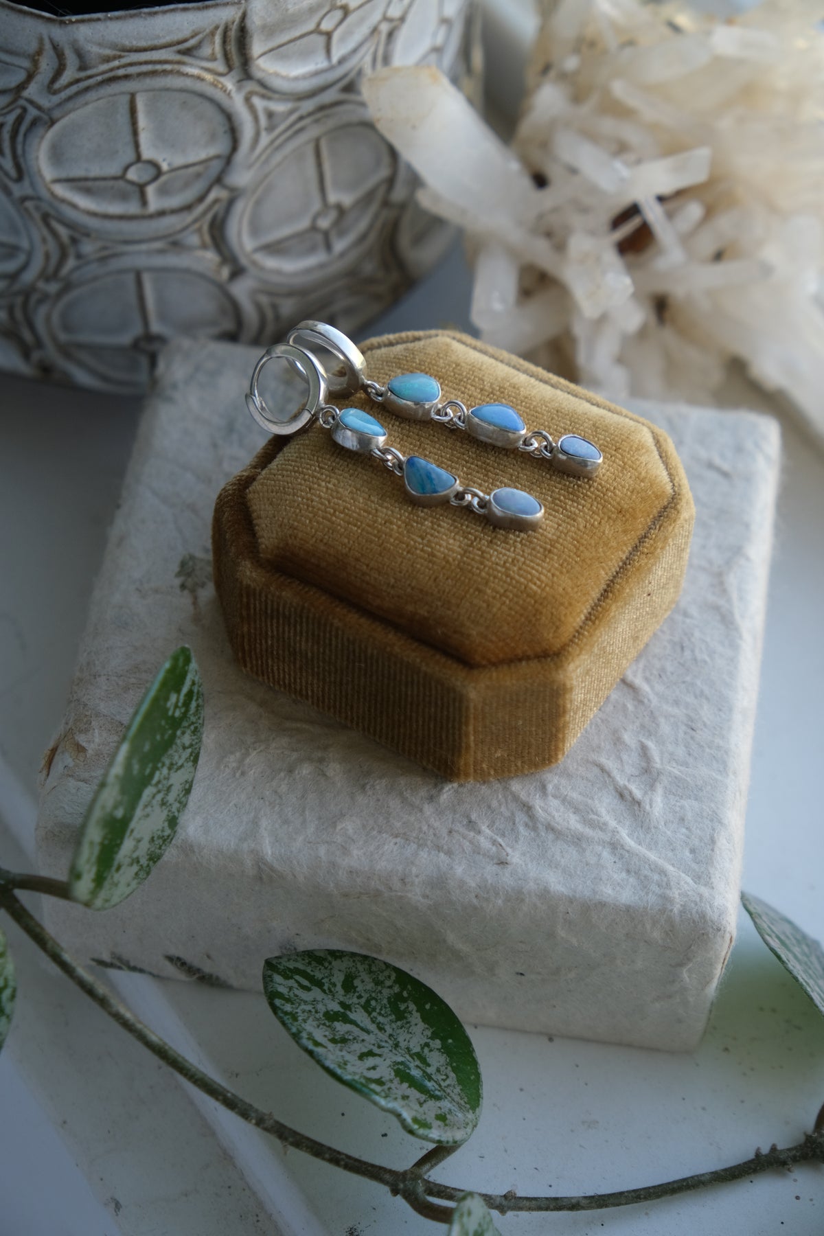 Australian Opal Huggie Hoop Earrings