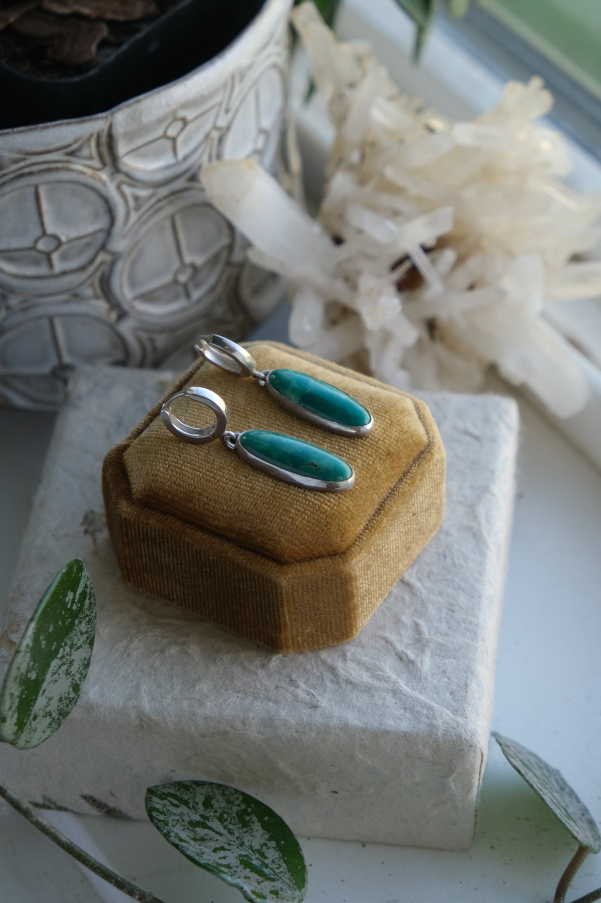 Turquoise Huggie Hoop Earrings