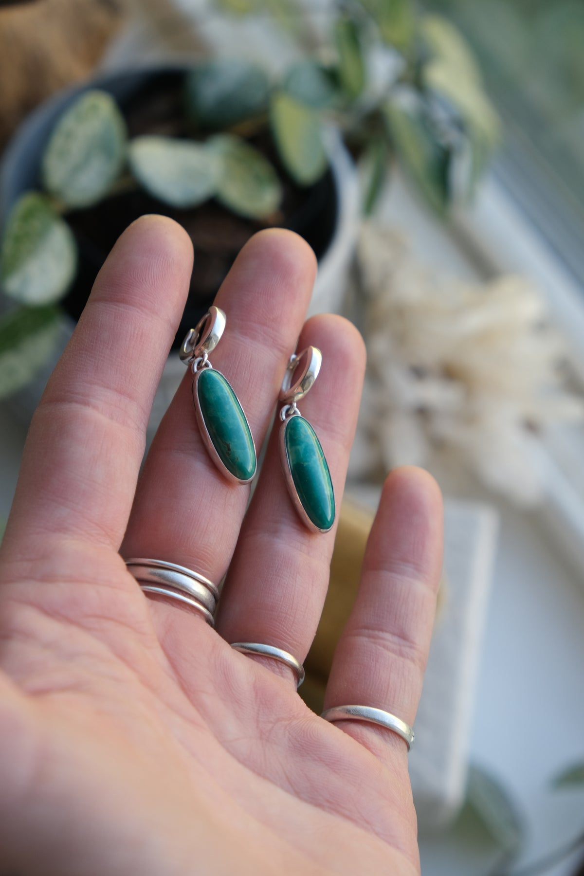 Turquoise Huggie Hoop Earrings