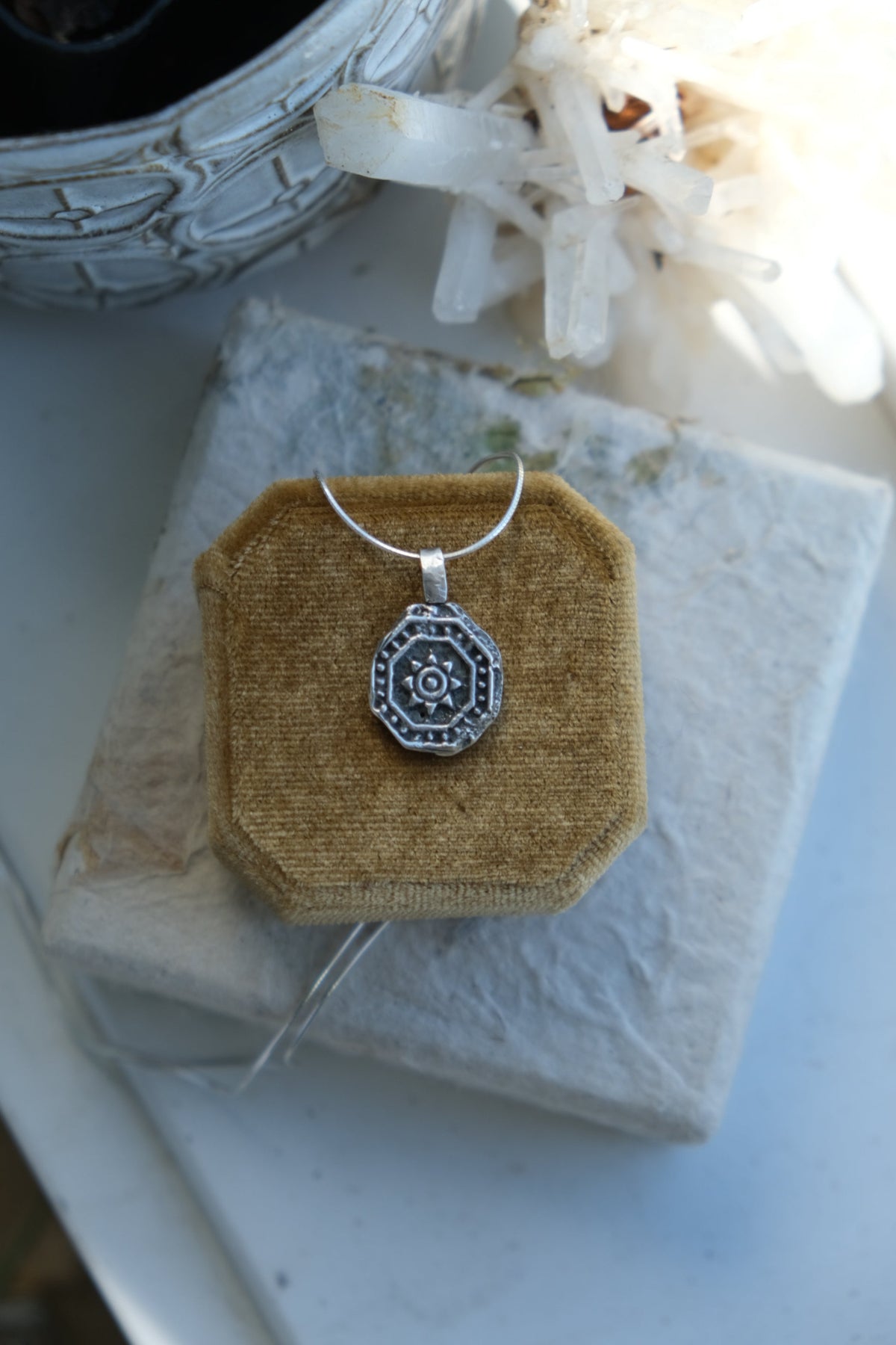 Double-sided Sun & Cross Pendant Necklace