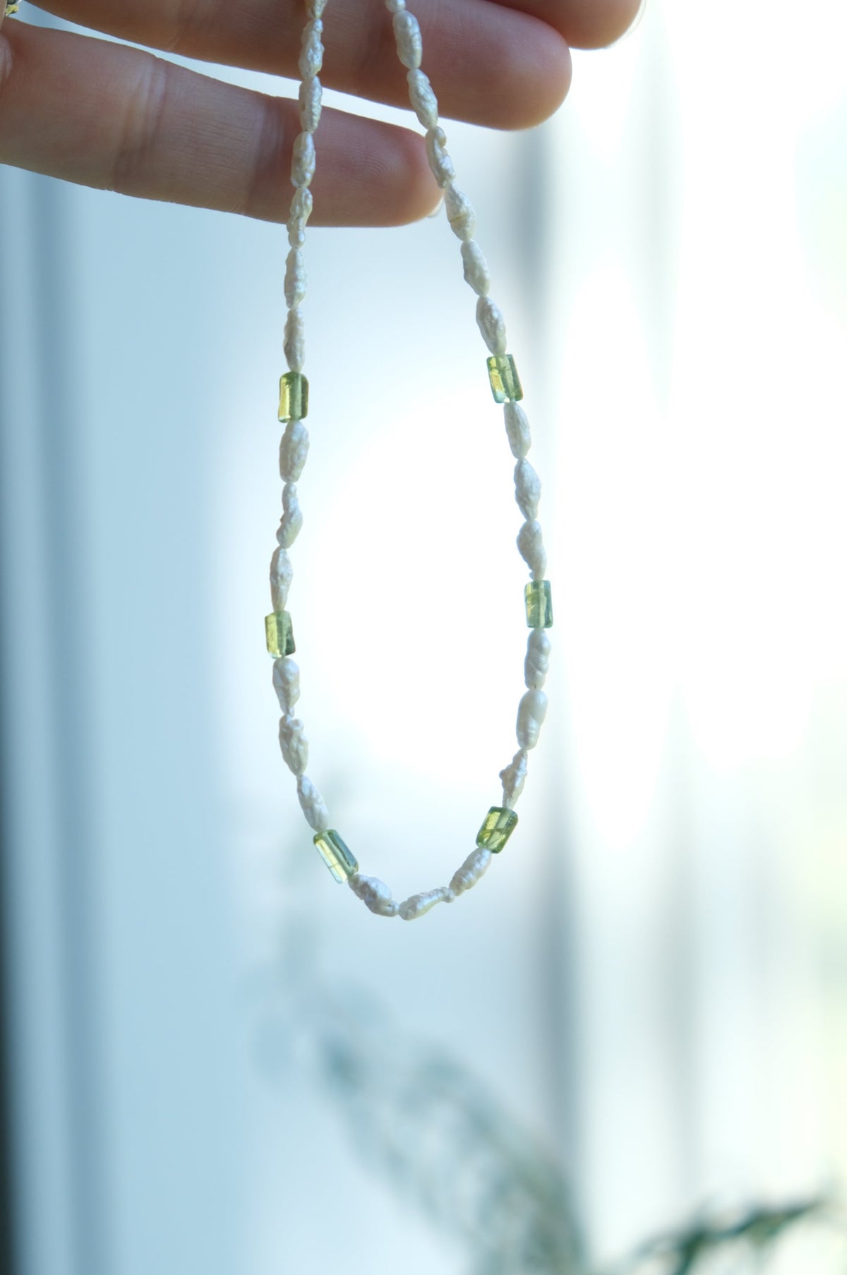 Peridot & Freshwater Pearl Beaded Necklace