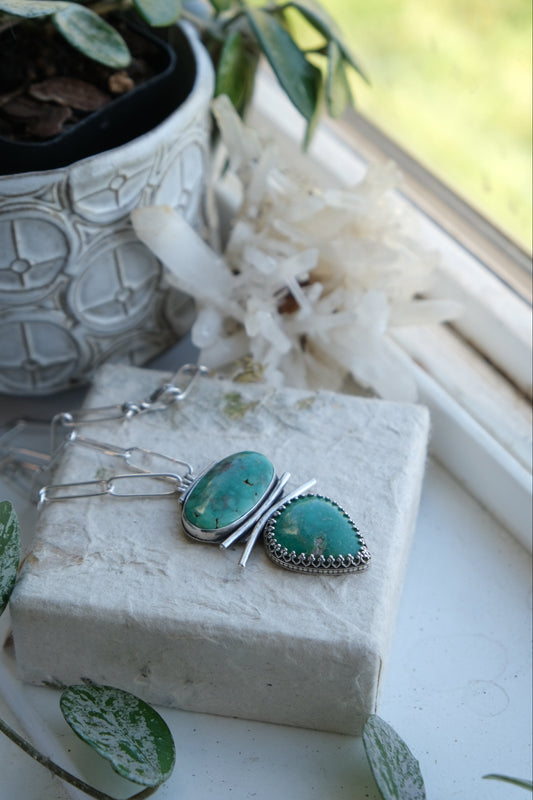 Variscite Statement Necklace, Handmade Chain