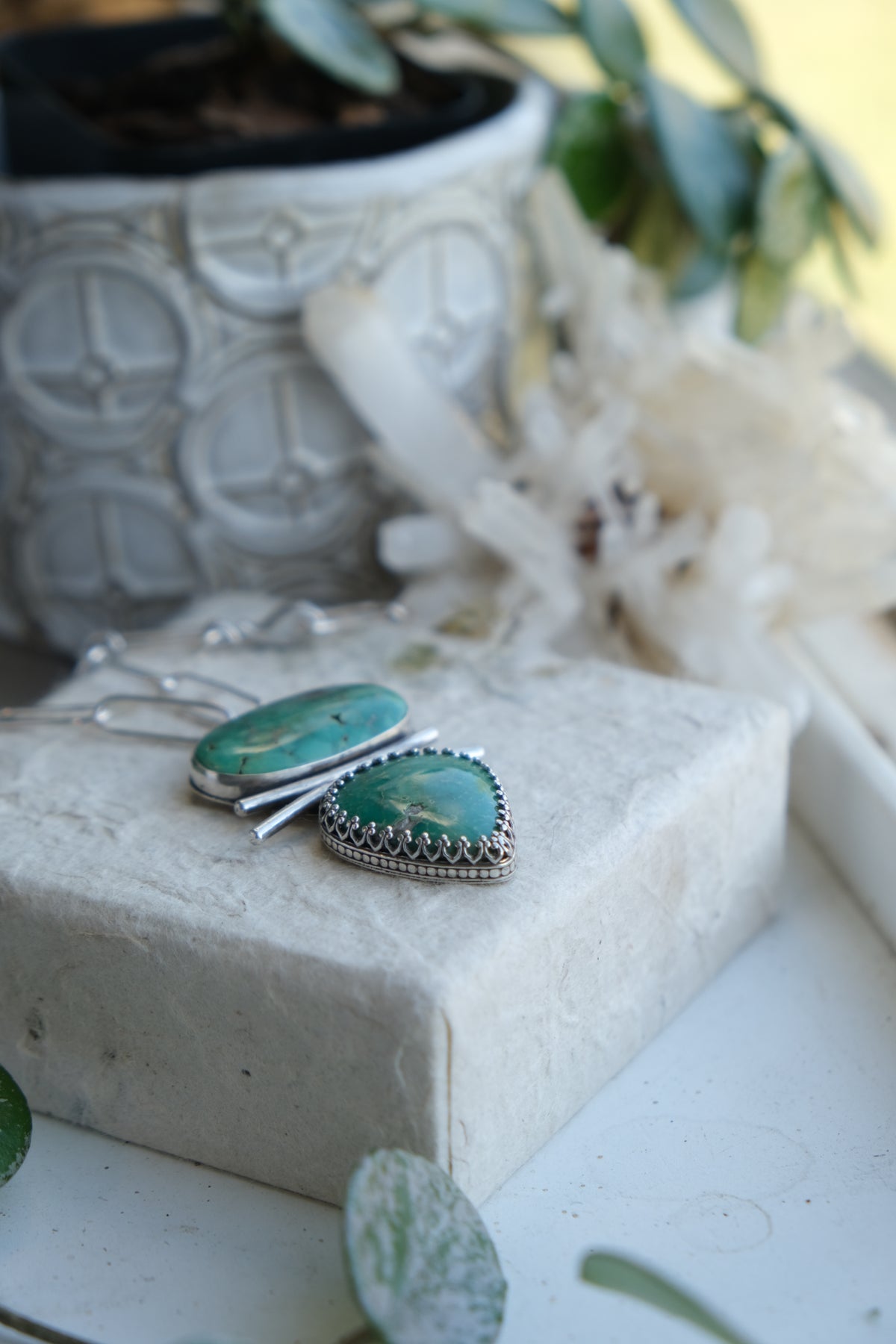 Variscite Statement Necklace, Handmade Chain