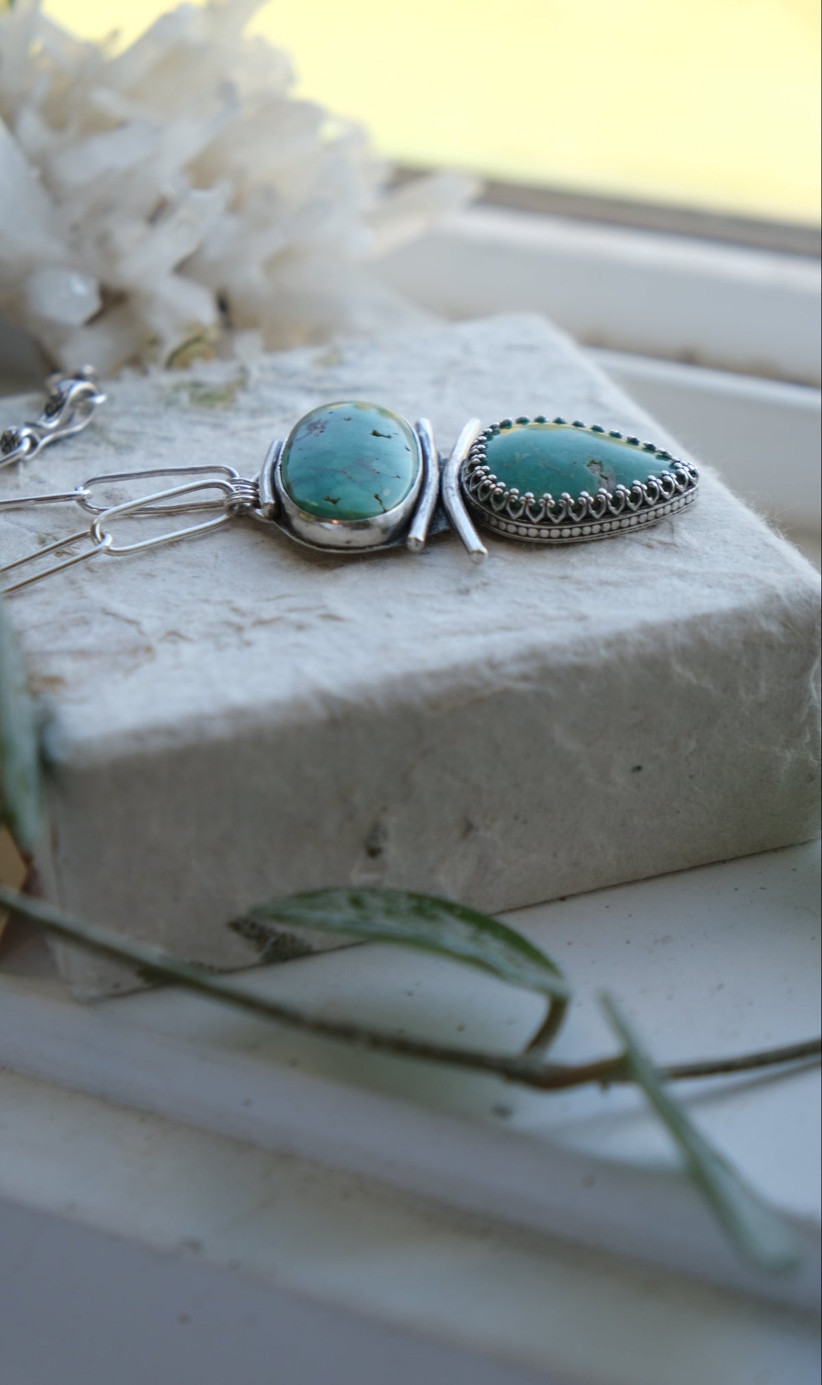 Variscite Statement Necklace, Handmade Chain