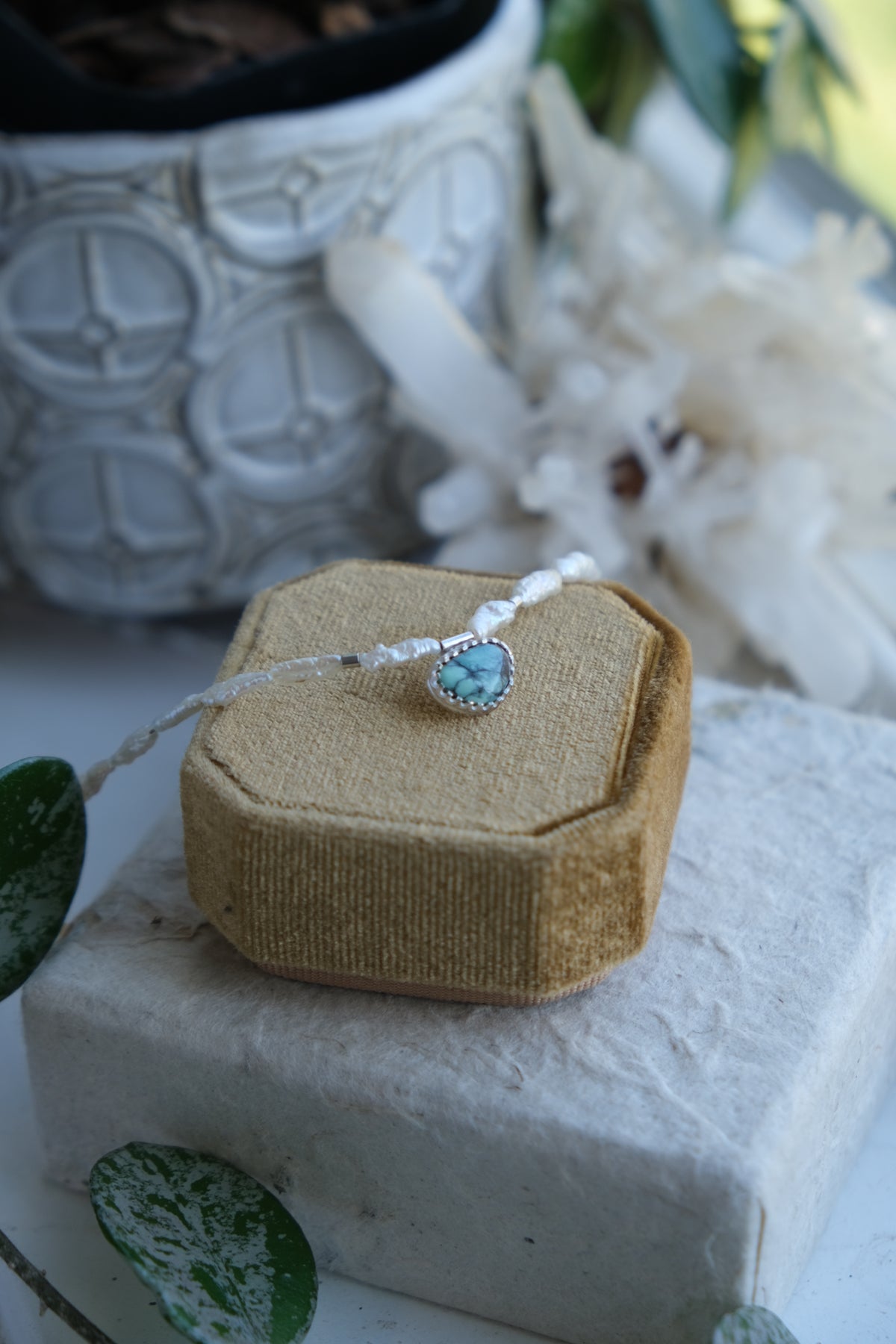 Persian Variscite with Freshwater Pearls Necklace