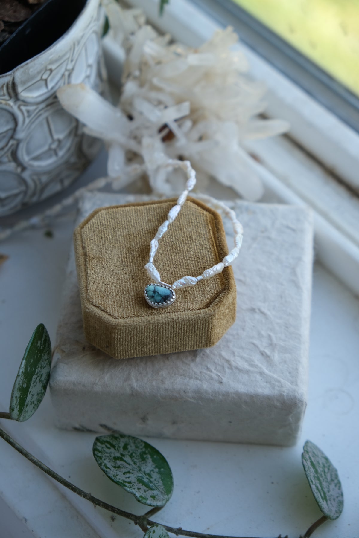 Persian Variscite with Freshwater Pearls Necklace
