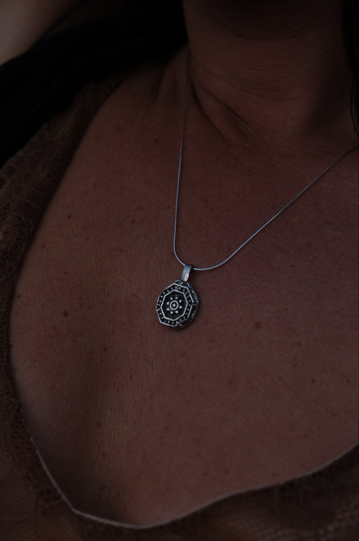 Double-sided Sun & Cross Pendant Necklace