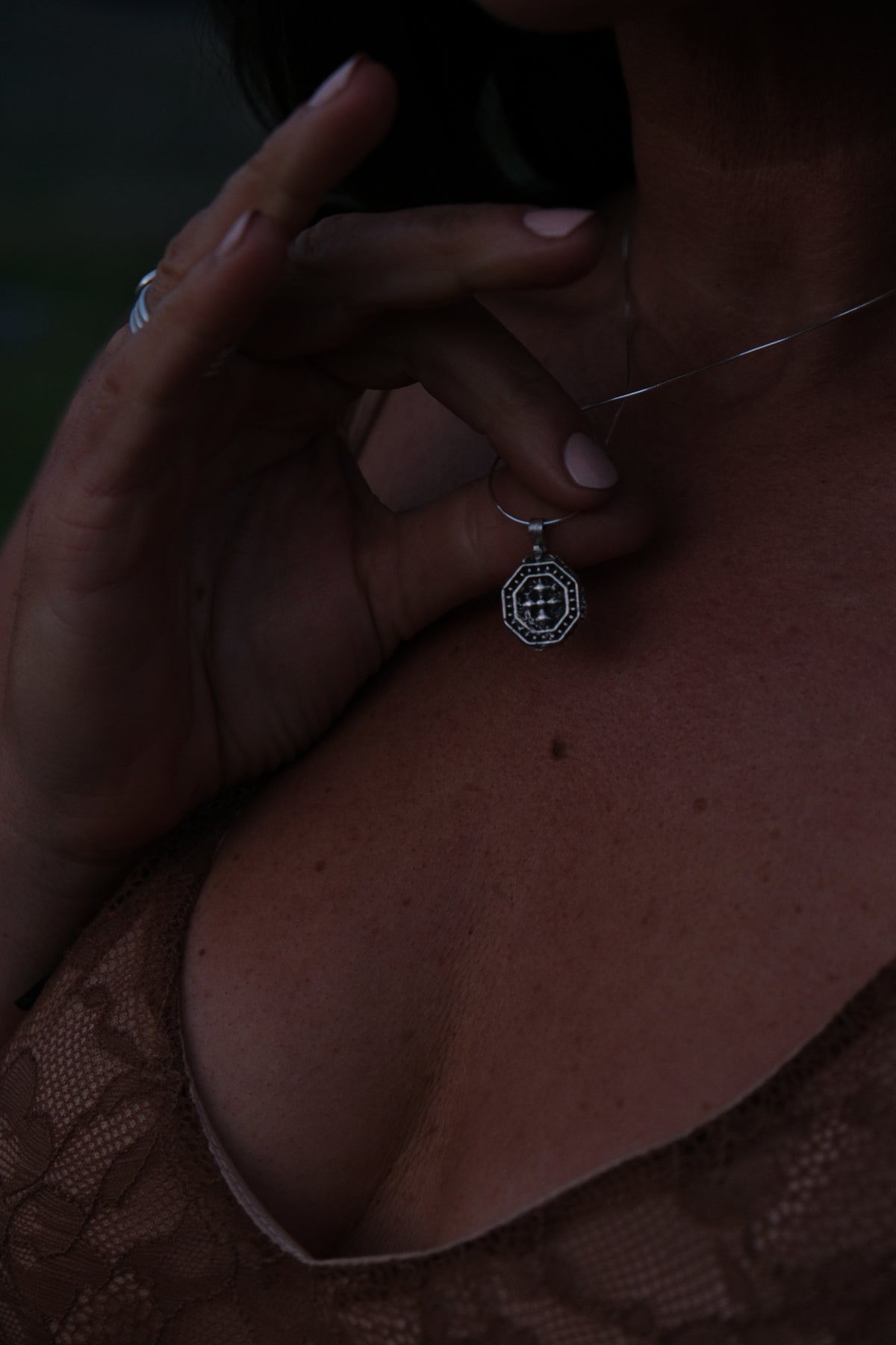 Double-sided Sun & Cross Pendant Necklace
