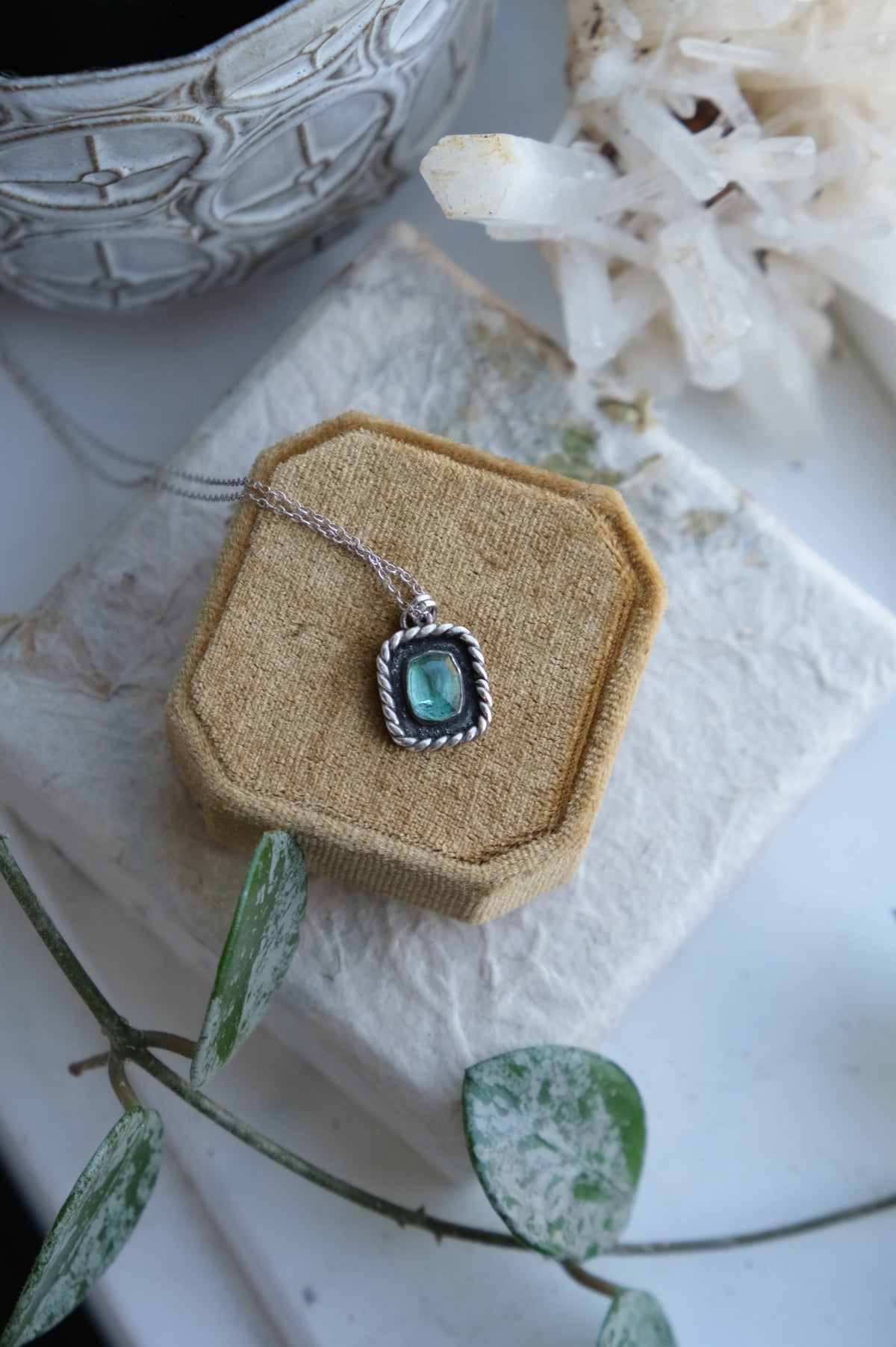 Tourmaline Shadow-Box Pendant Necklace