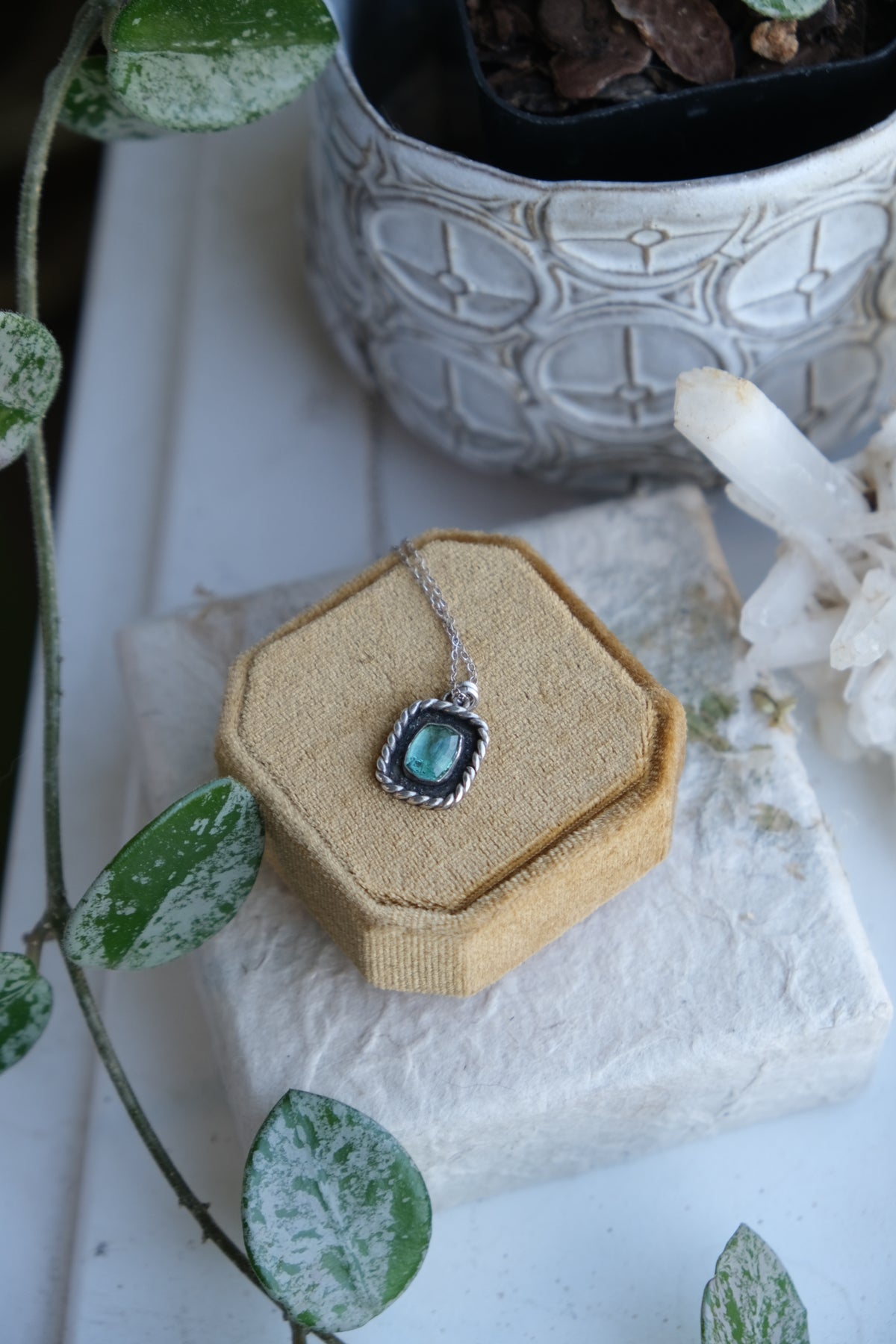 Tourmaline Shadow-Box Pendant Necklace
