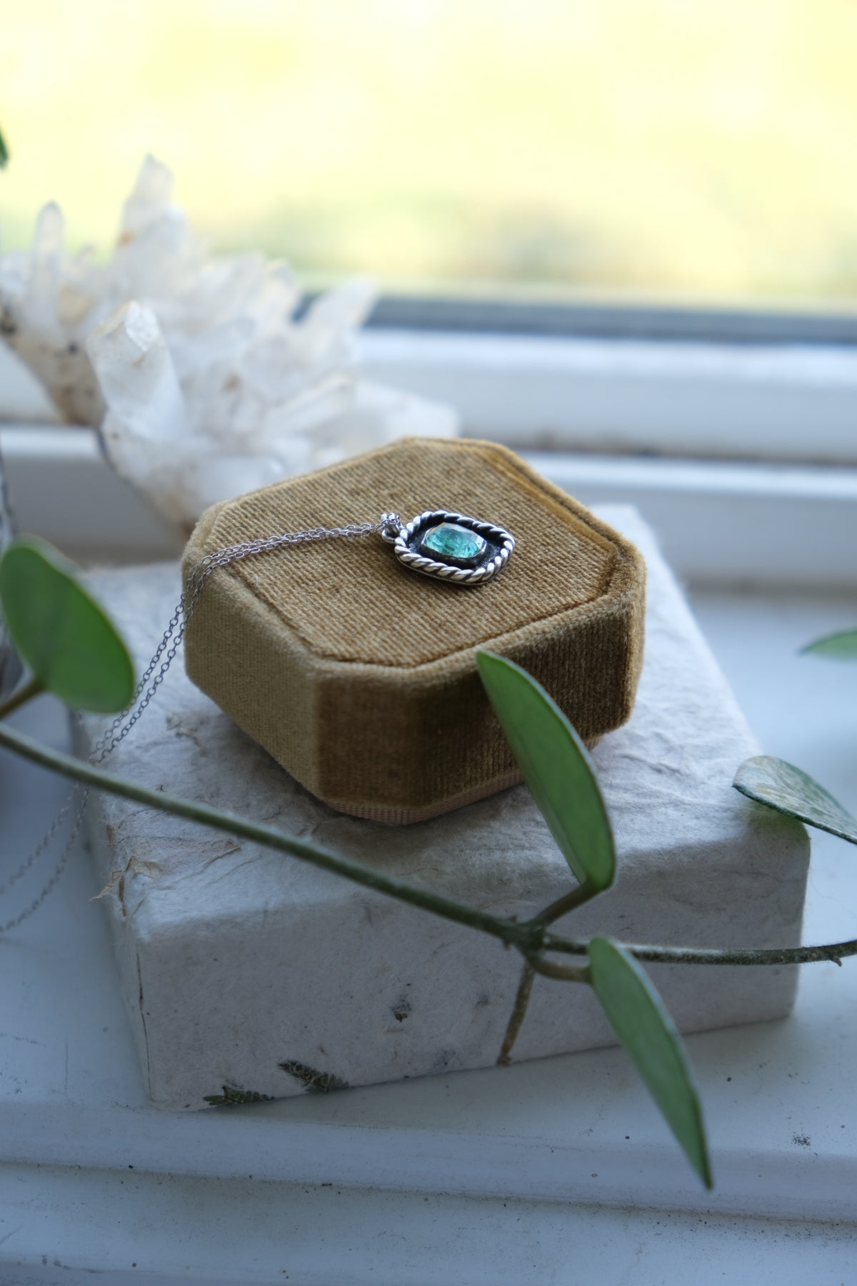 Tourmaline Shadow-Box Pendant Necklace