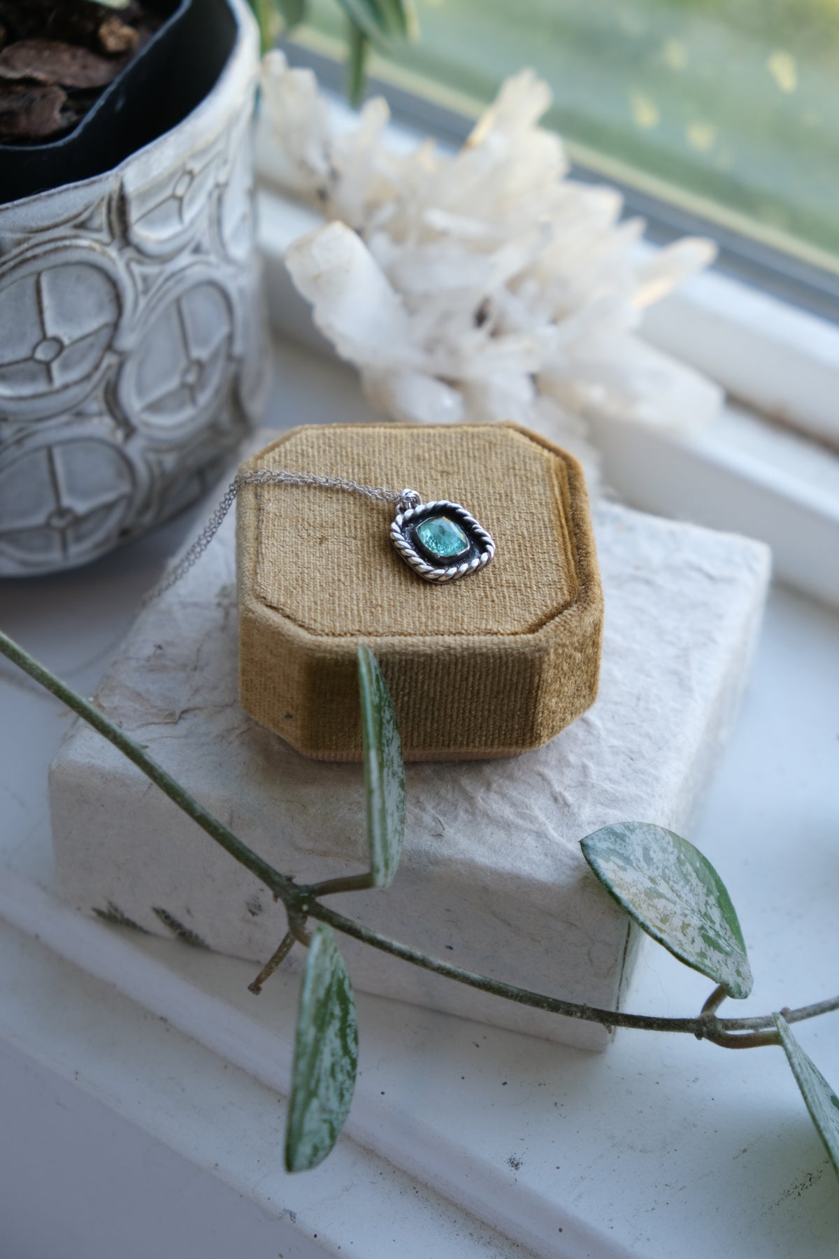 Tourmaline Shadow-Box Pendant Necklace