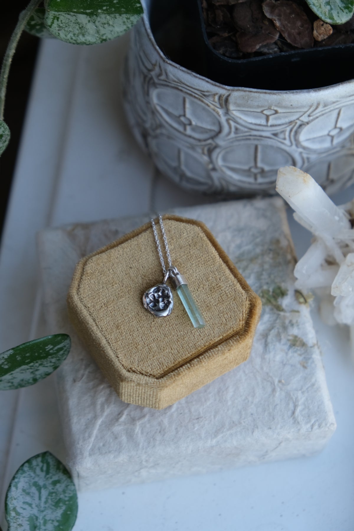 Tourmaline Crystal Charm Necklace