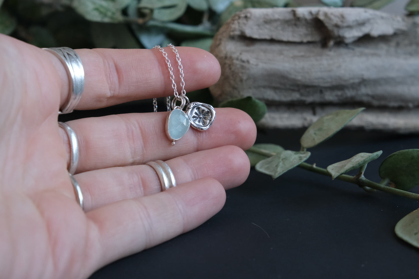 Aquamarine Charm Necklace