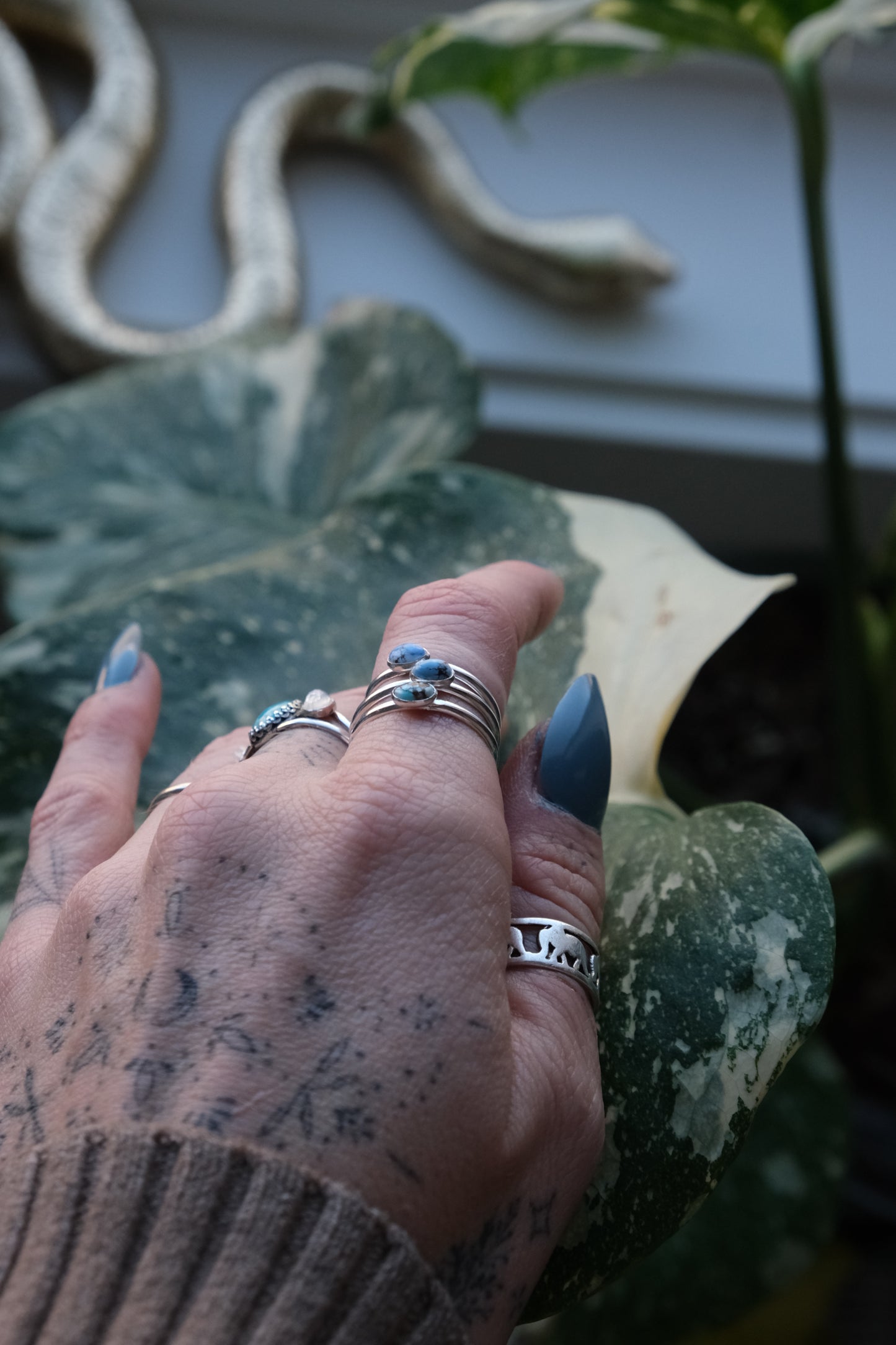 Dainty Turquoise Stacker Ring -size 8.5