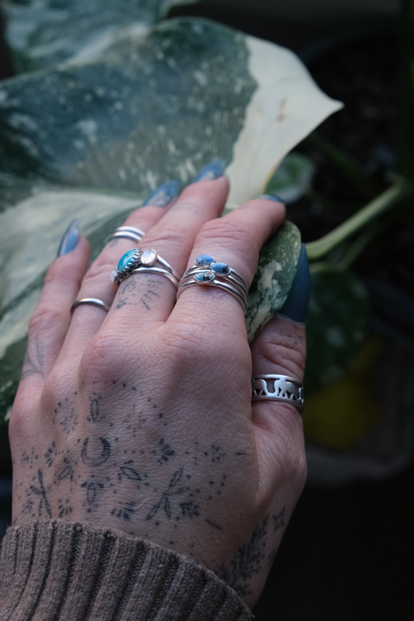 Dainty Turquoise Stacker Ring -size 8.5