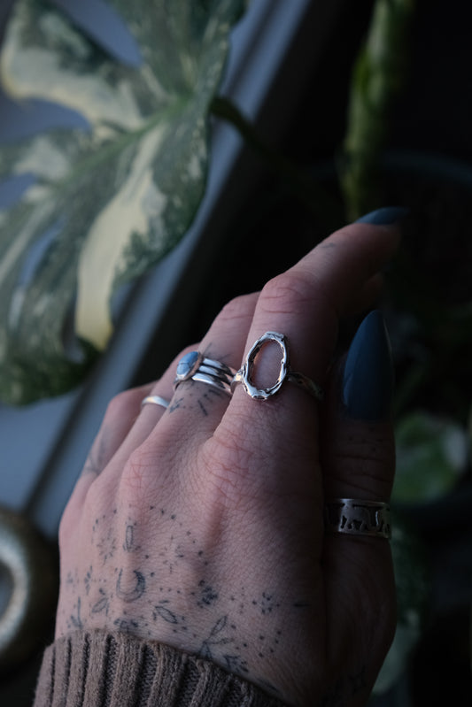 Organic Carved Oval Ring -size 8.25