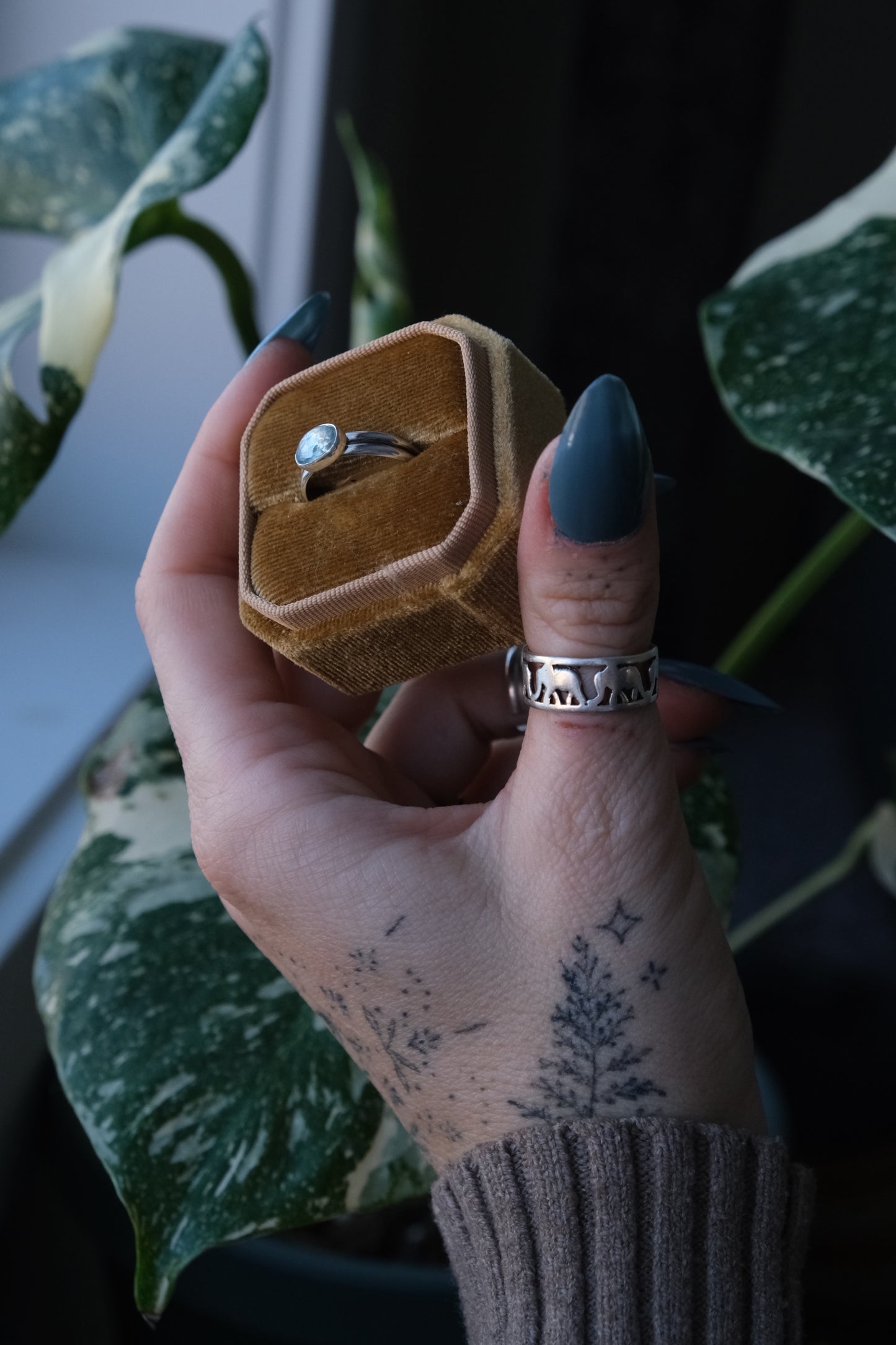 The Duo Ring, Aqua Kyanite -size 7