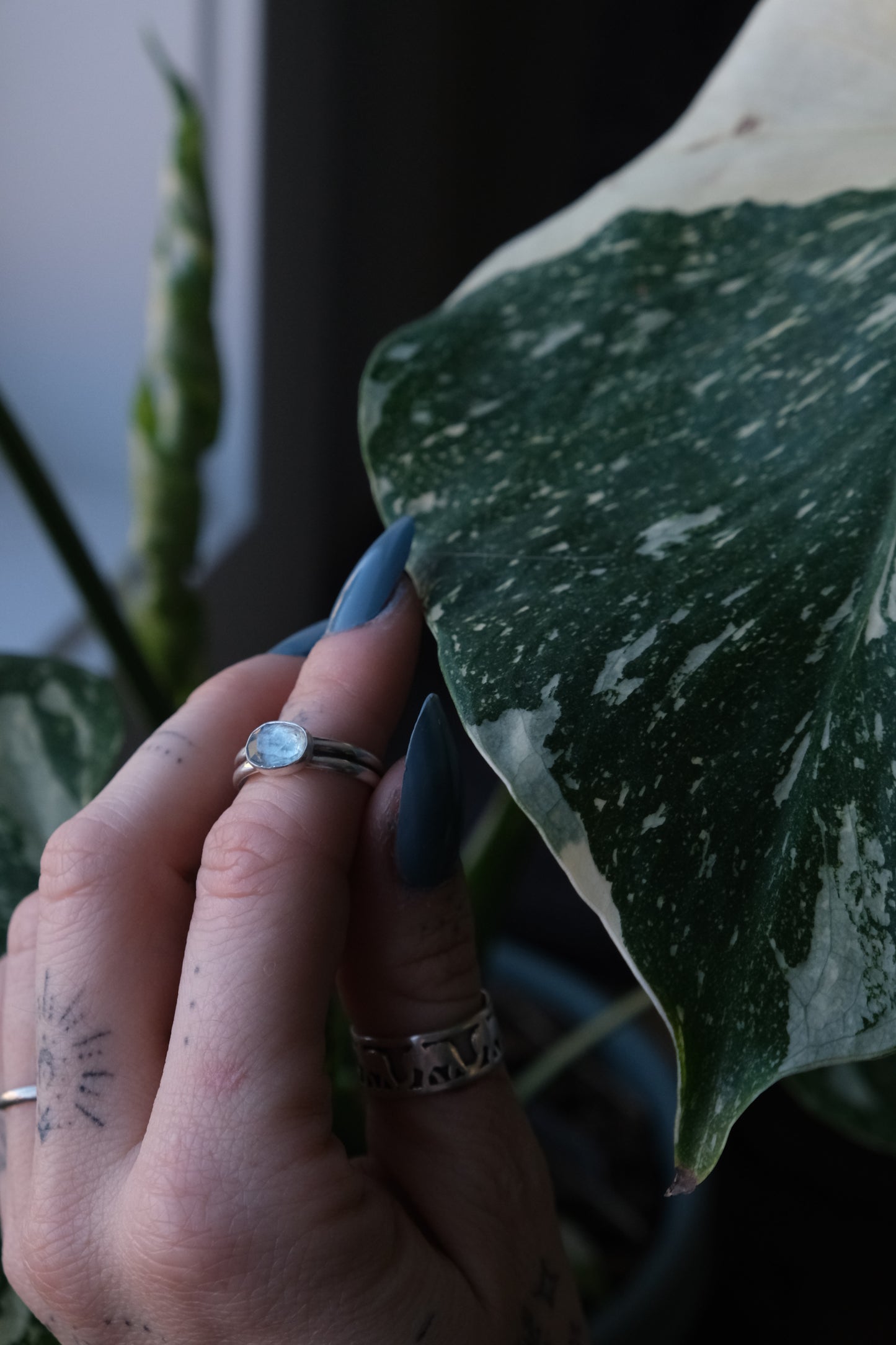 The Duo Ring, Aqua Kyanite -size 7