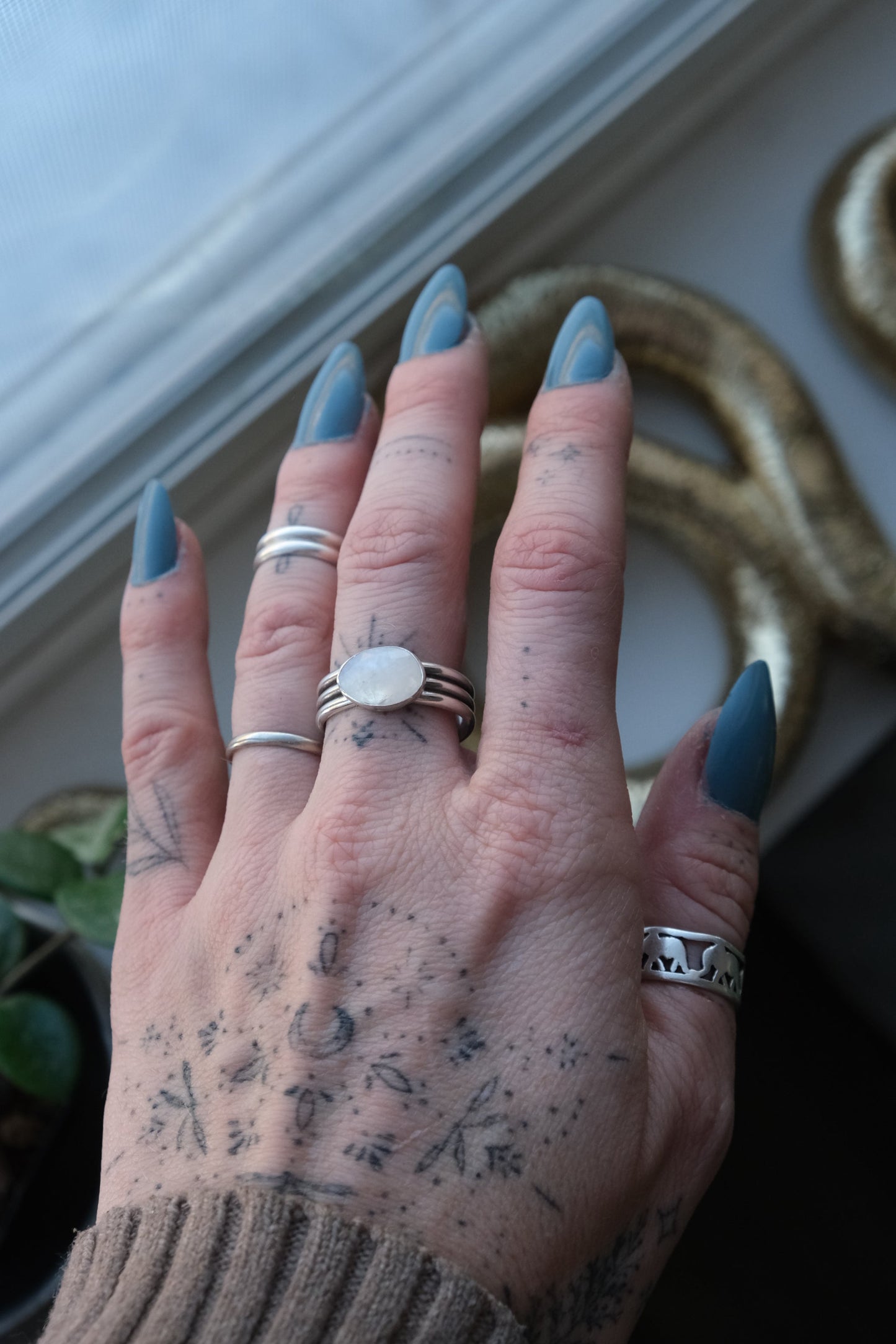 The Trio Ring, Moonstone - size 10