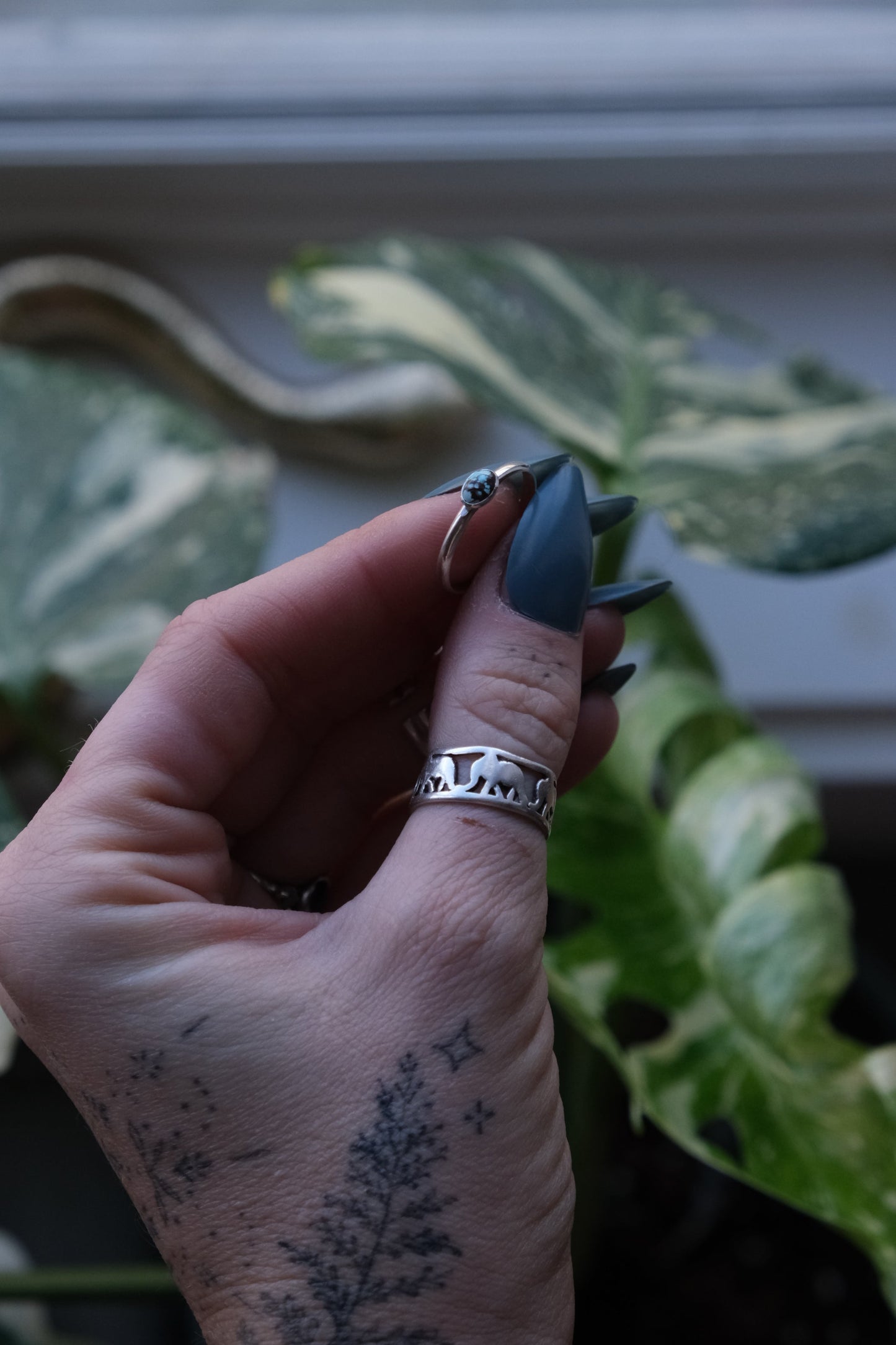 Dainty Turquoise Stacker Ring -size 8.5