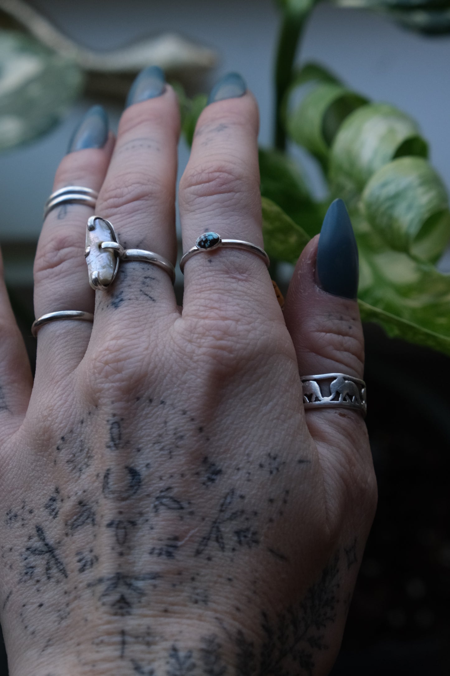 Dainty Turquoise Stacker Ring -size 8.5