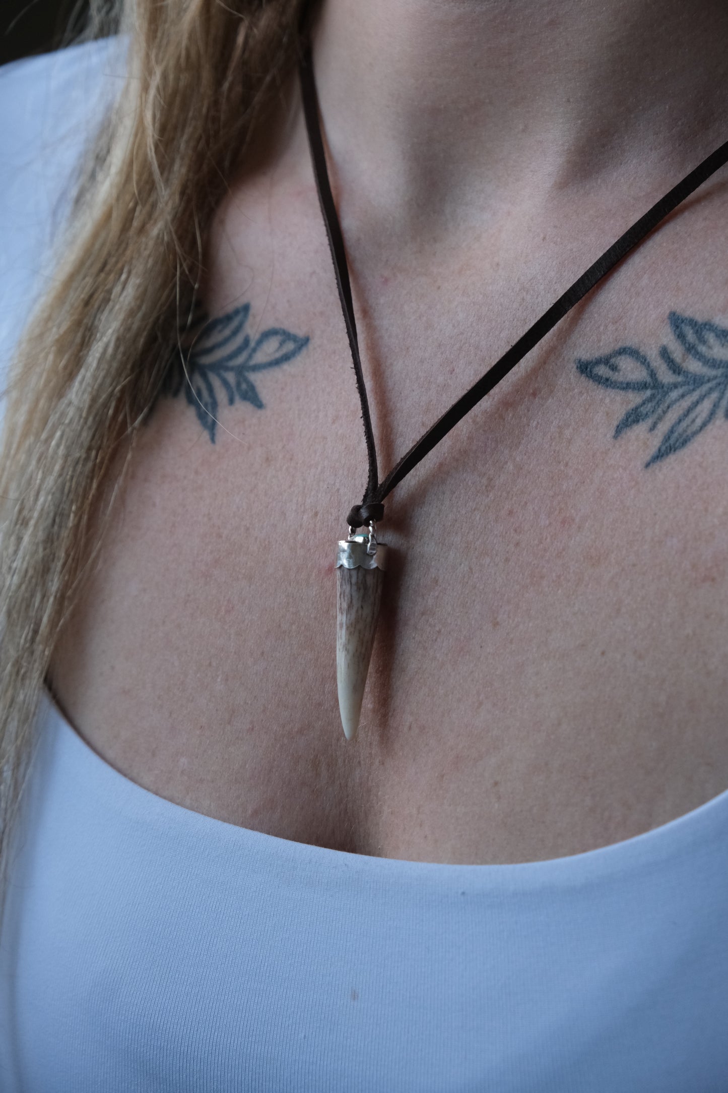 Antler Tine & Turquoise Charm