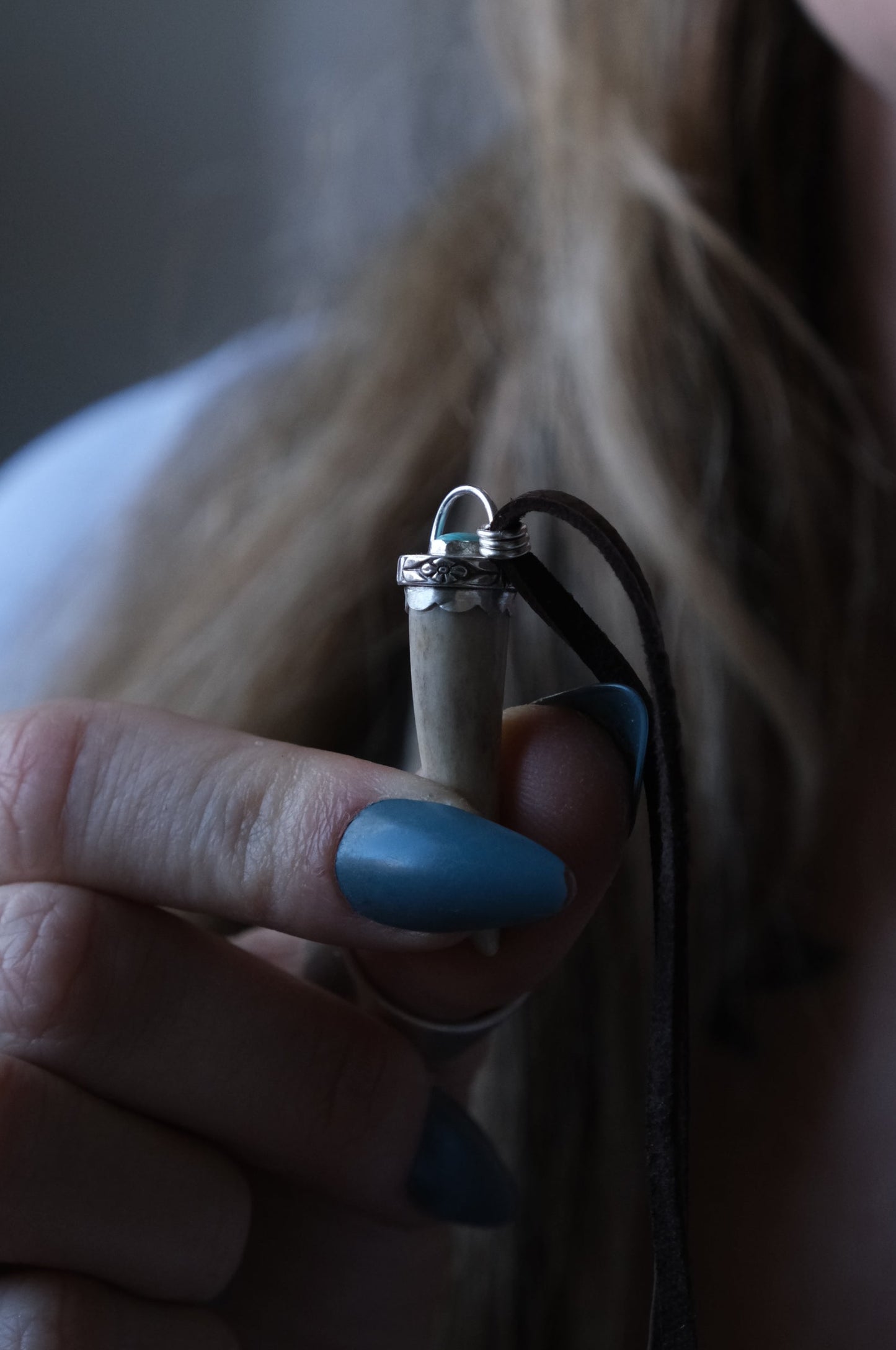 Antler Tine & Turquoise Charm