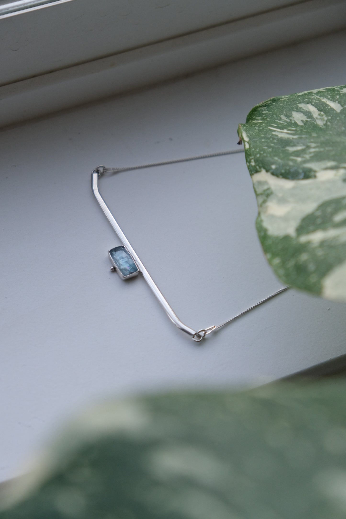 Aqua Kyanite Pendant Necklace