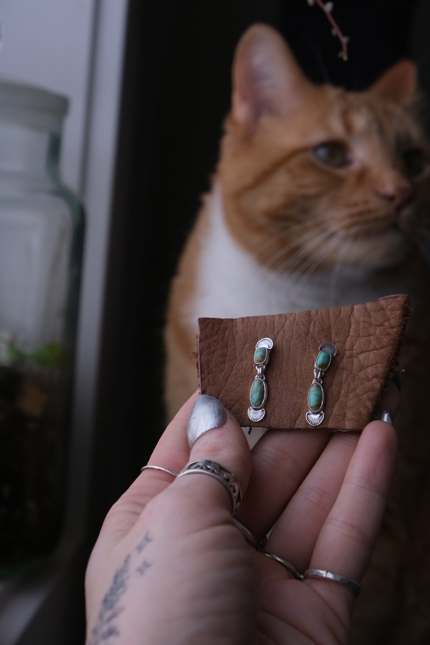 Double Turquoise Stud Earrings