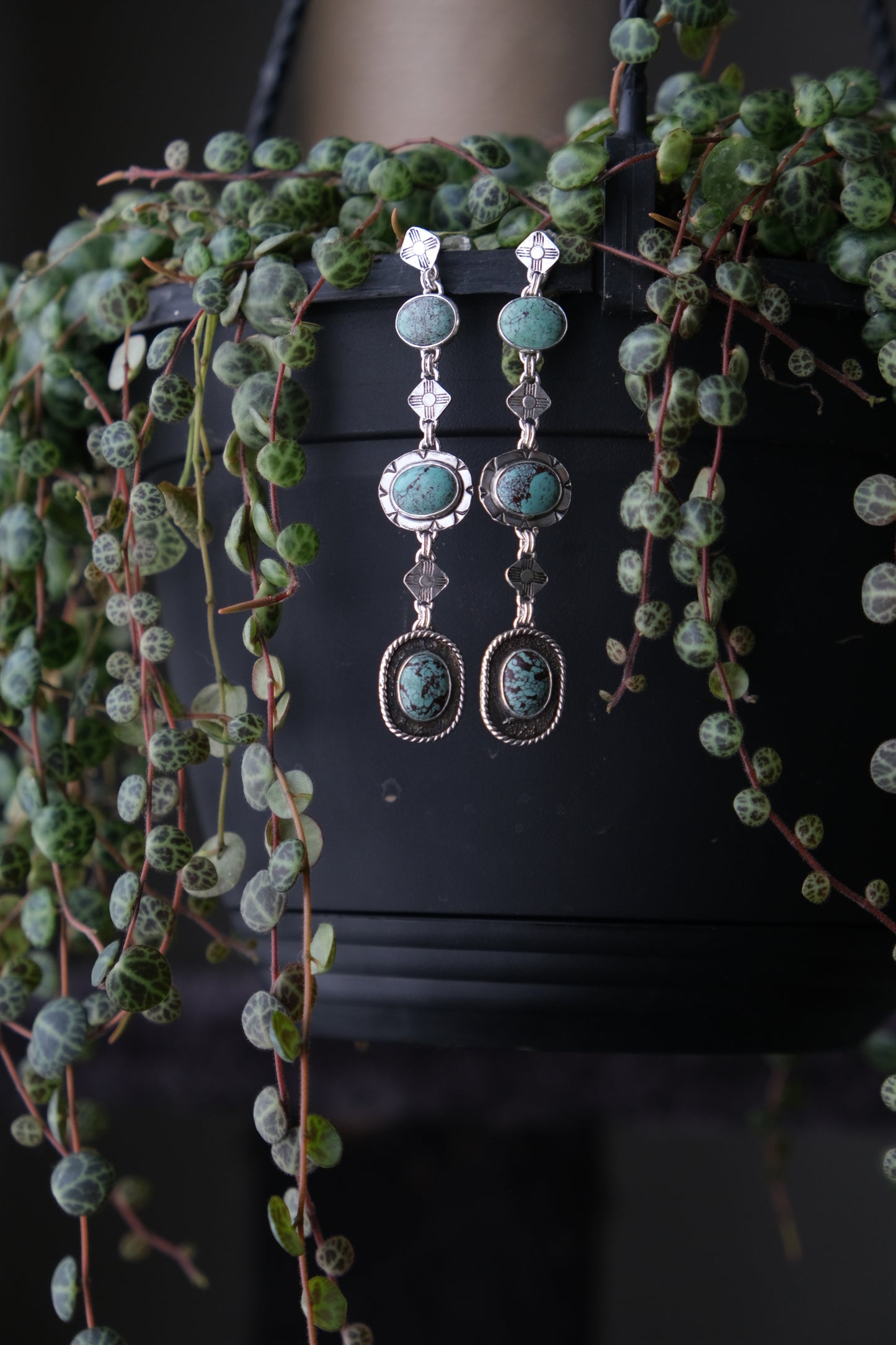 Turquoise Zia Drop Stud Earrings