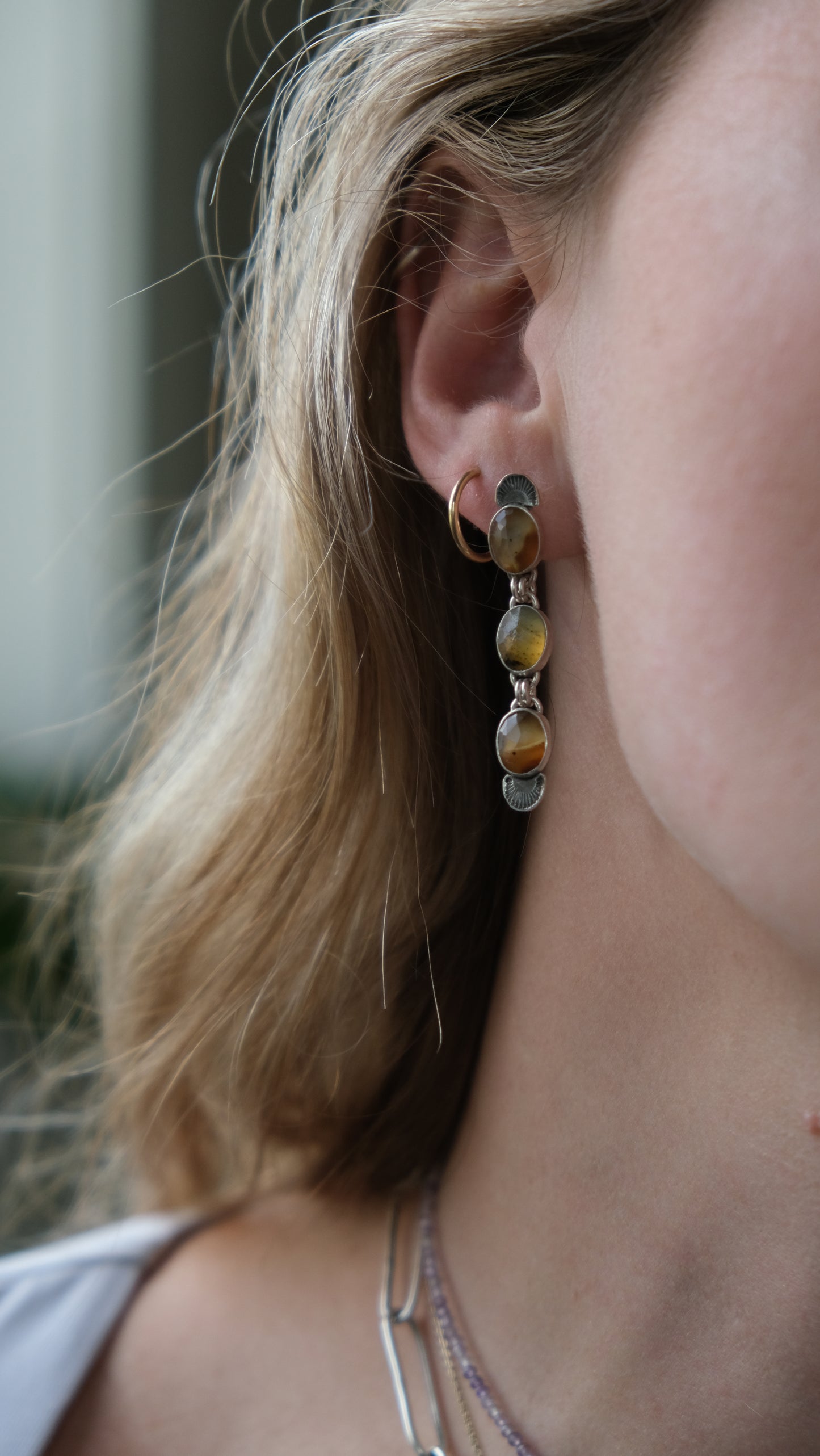 Agate Drop Stud Earrings